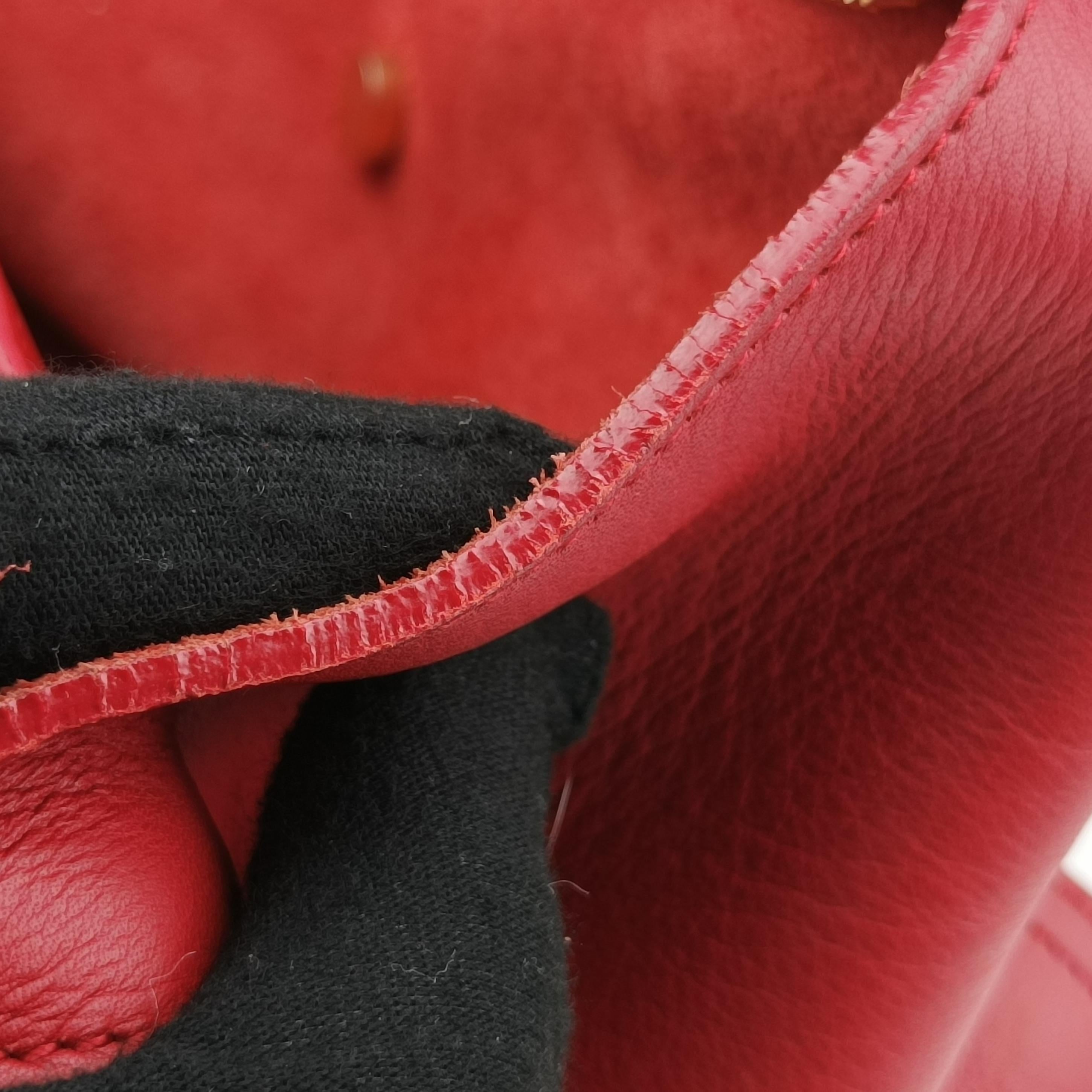 Pre-owned Yves Saint Laurent Y Ligne Petit Cabas Red Leather 311210 shoulderbag | stylenewstar
