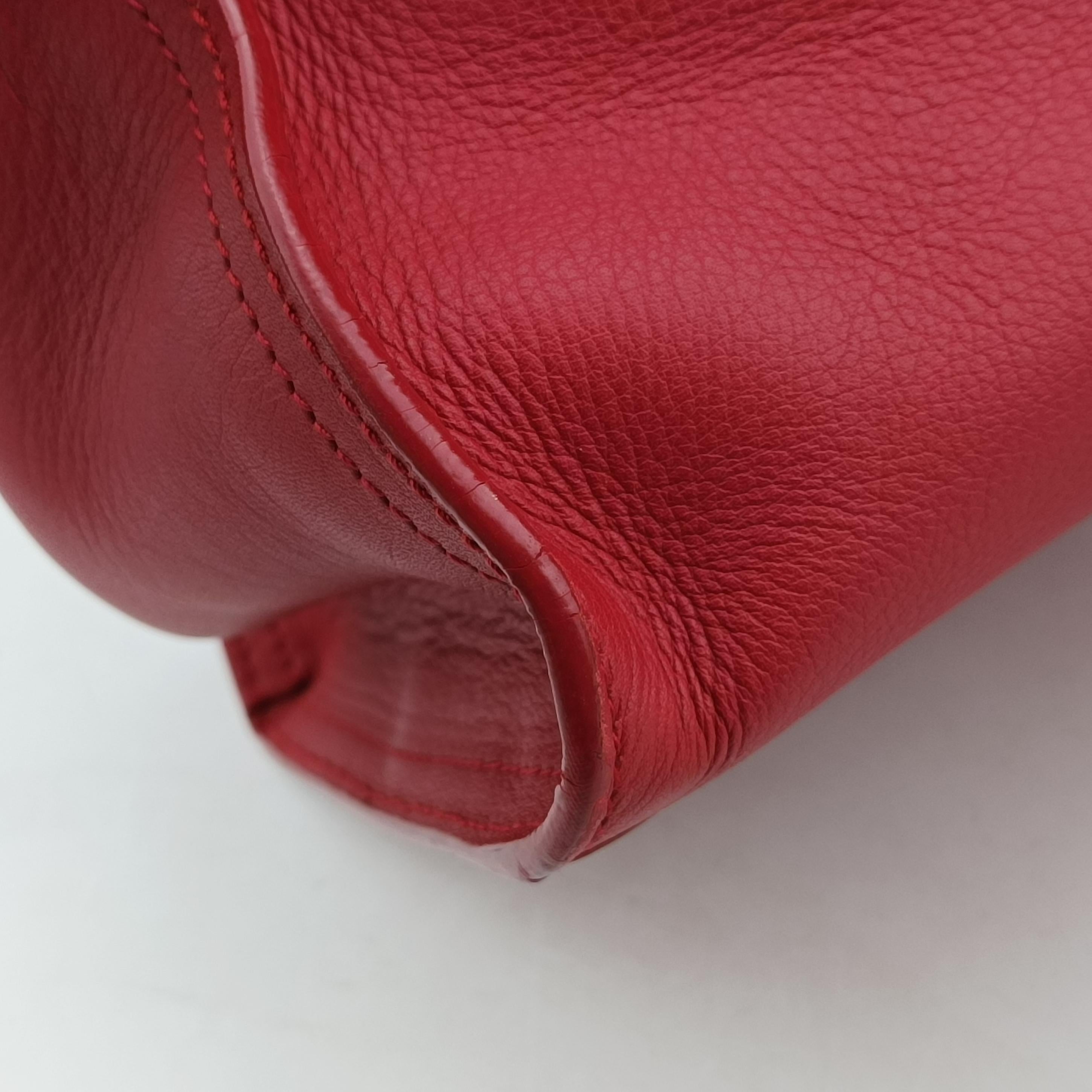 Pre-owned Yves Saint Laurent Y Ligne Petit Cabas Red Leather 311210 shoulderbag | stylenewstar