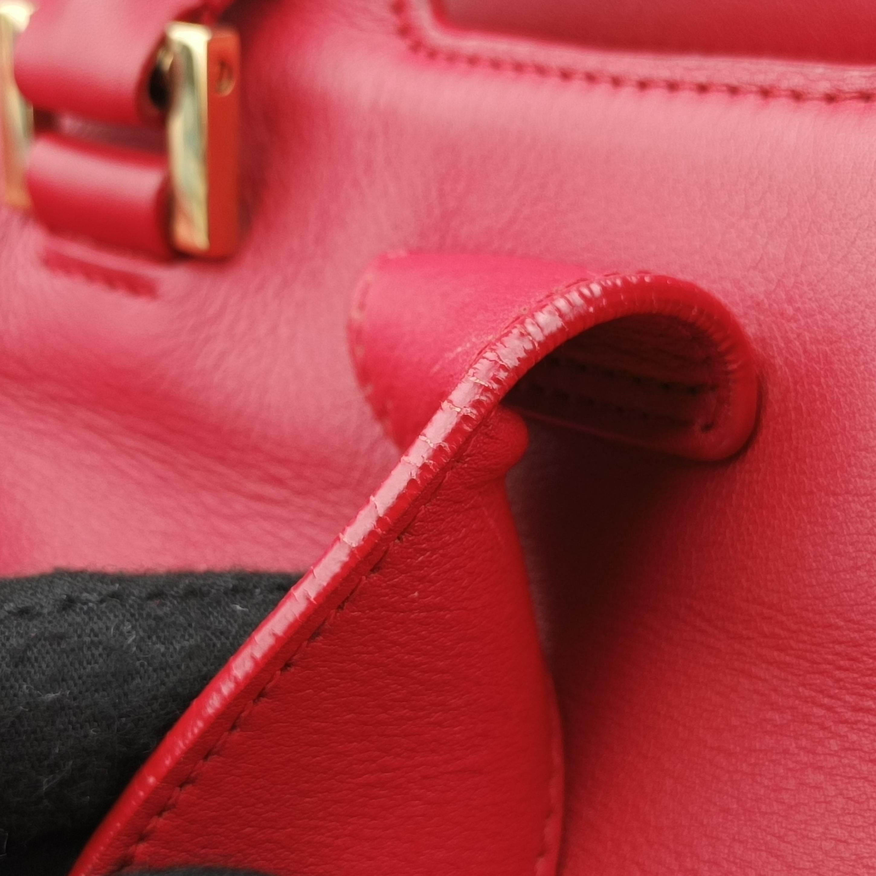 Pre-owned Yves Saint Laurent Y Ligne Petit Cabas Red Leather 311210 shoulderbag | stylenewstar
