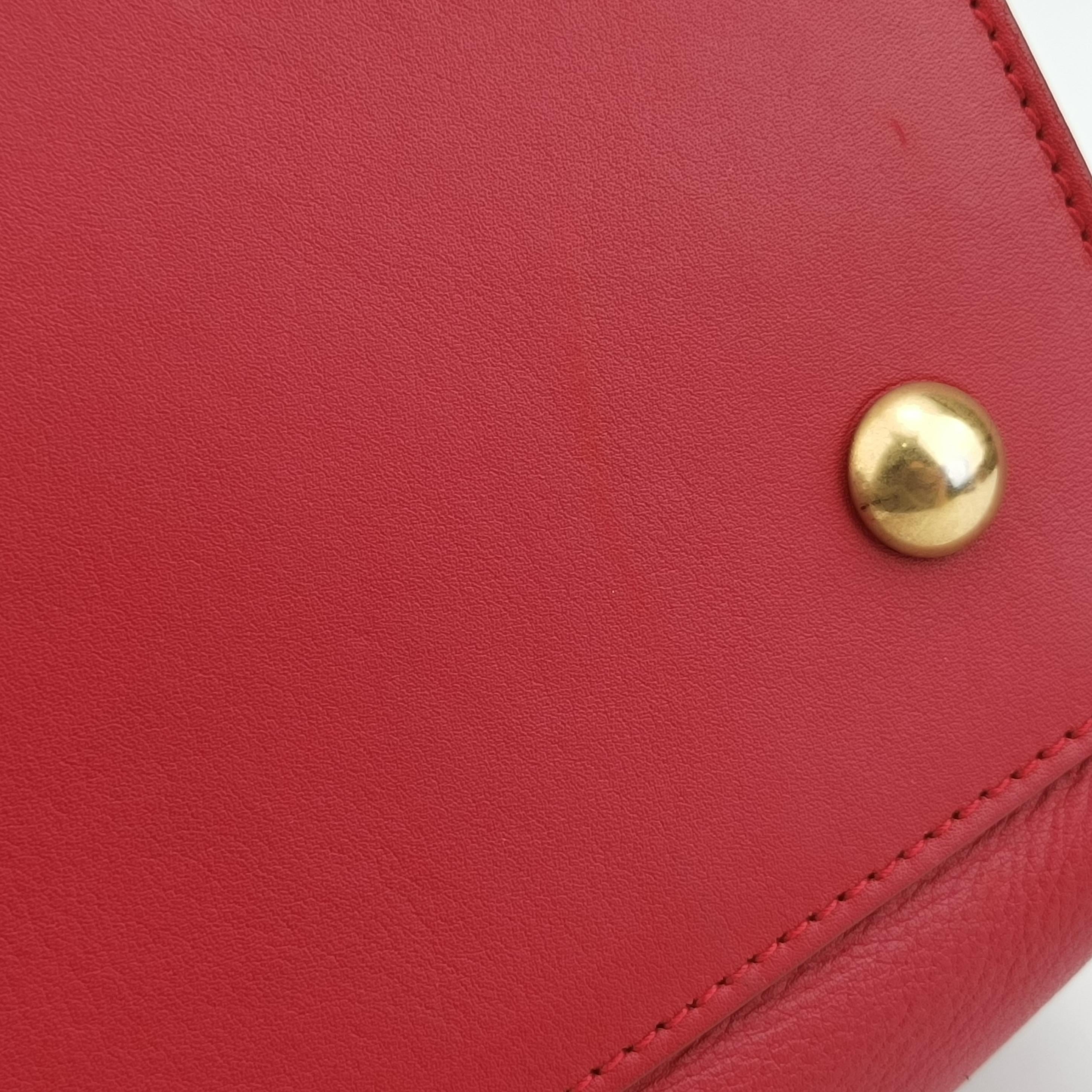 Pre-owned Yves Saint Laurent Y Ligne Petit Cabas Red Leather 311210 shoulderbag | stylenewstar
