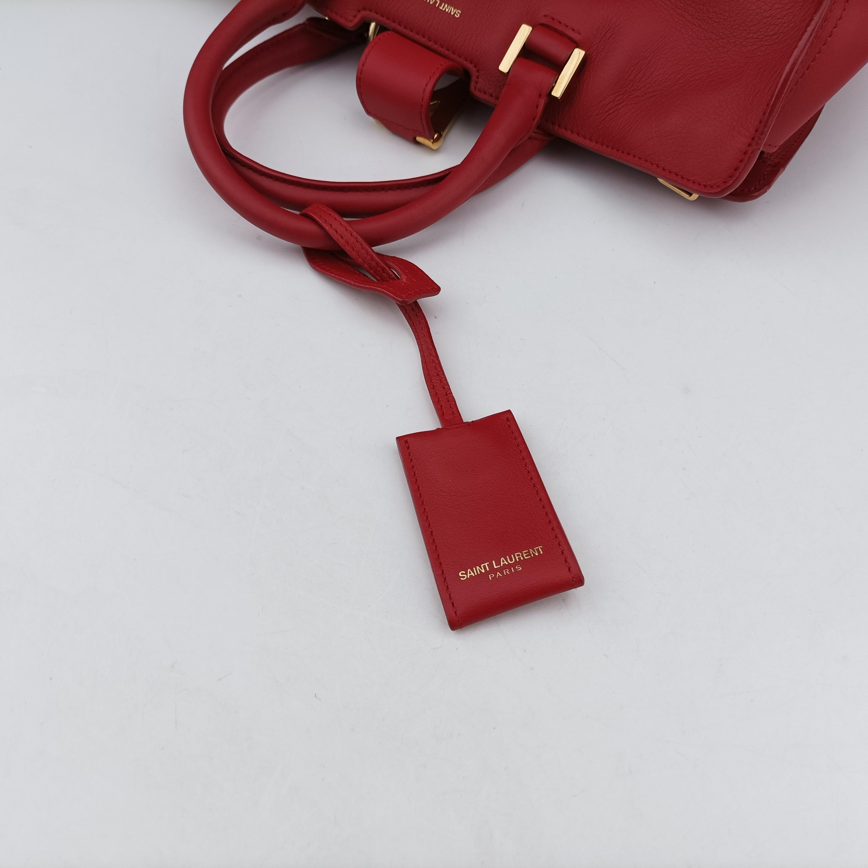 Pre-owned Yves Saint Laurent Y Ligne Petit Cabas Red Leather 311210 shoulderbag | stylenewstar