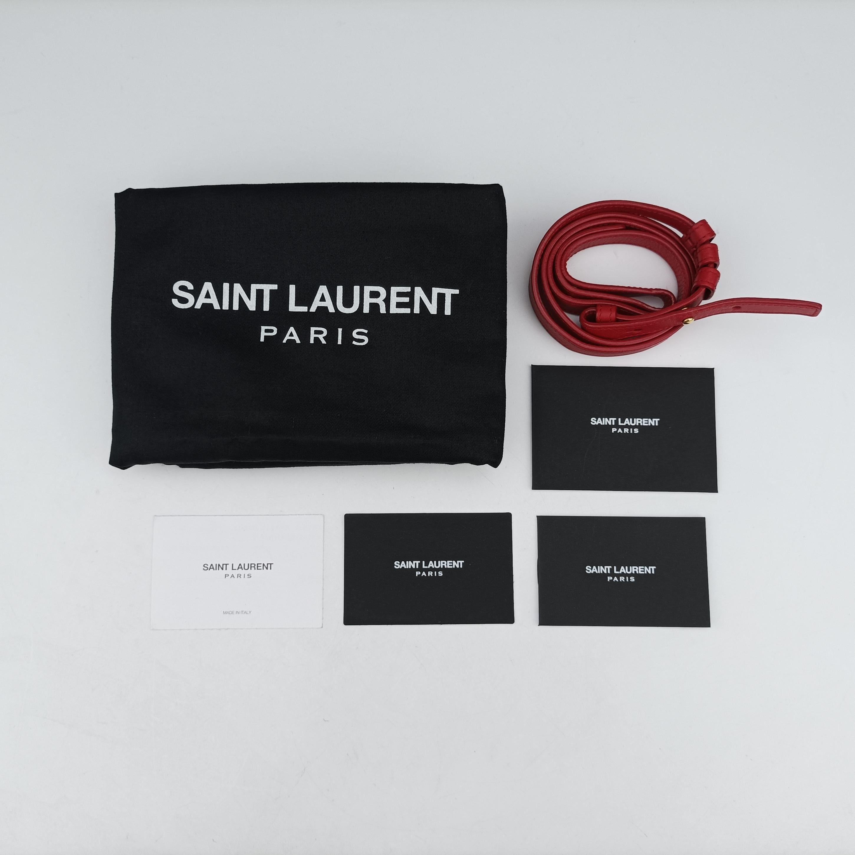 Pre-owned Yves Saint Laurent Y Ligne Petit Cabas Red Leather 311210 shoulderbag | stylenewstar