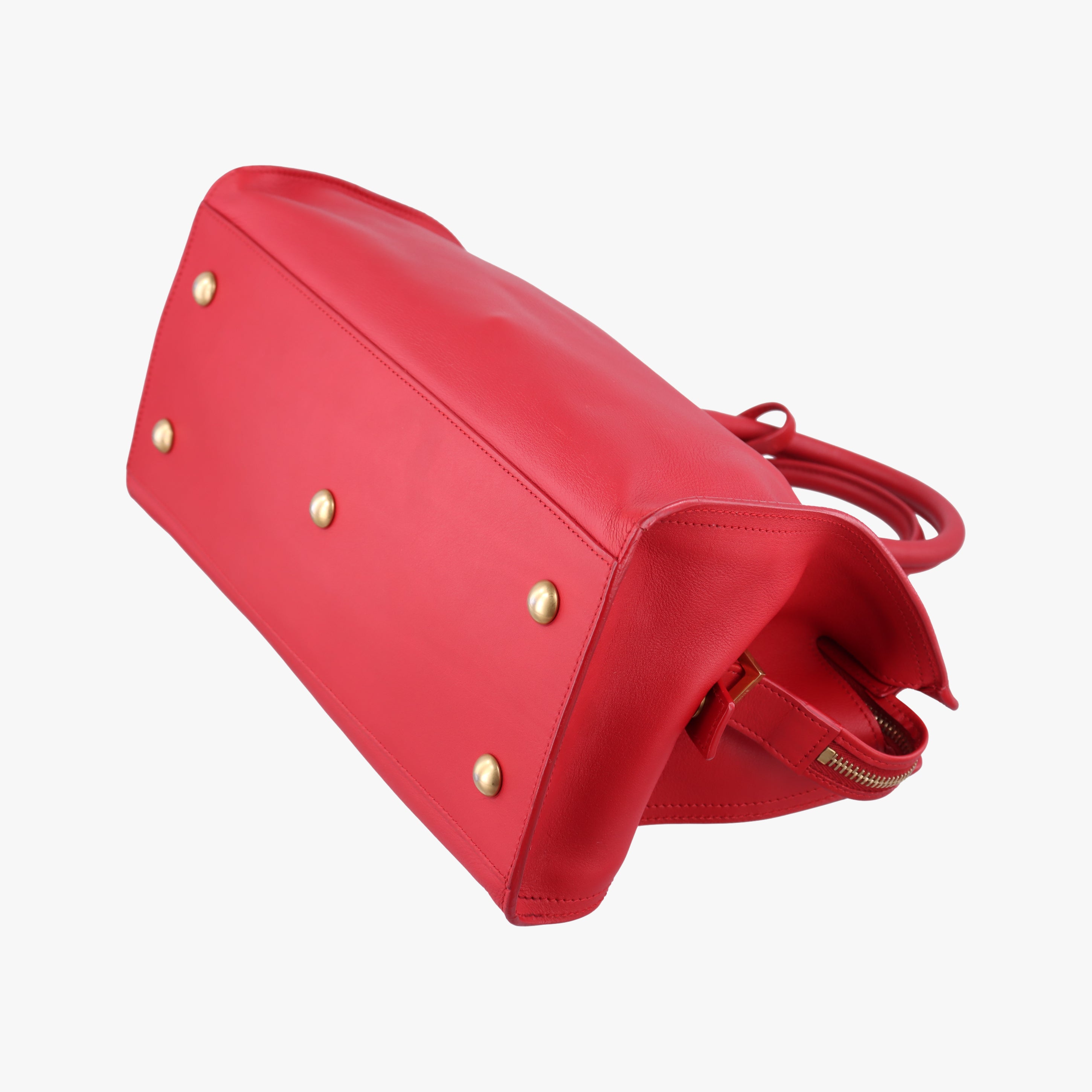 Pre-owned Yves Saint Laurent Y Ligne Petit Cabas Red Leather 311210 shoulderbag | stylenewstar
