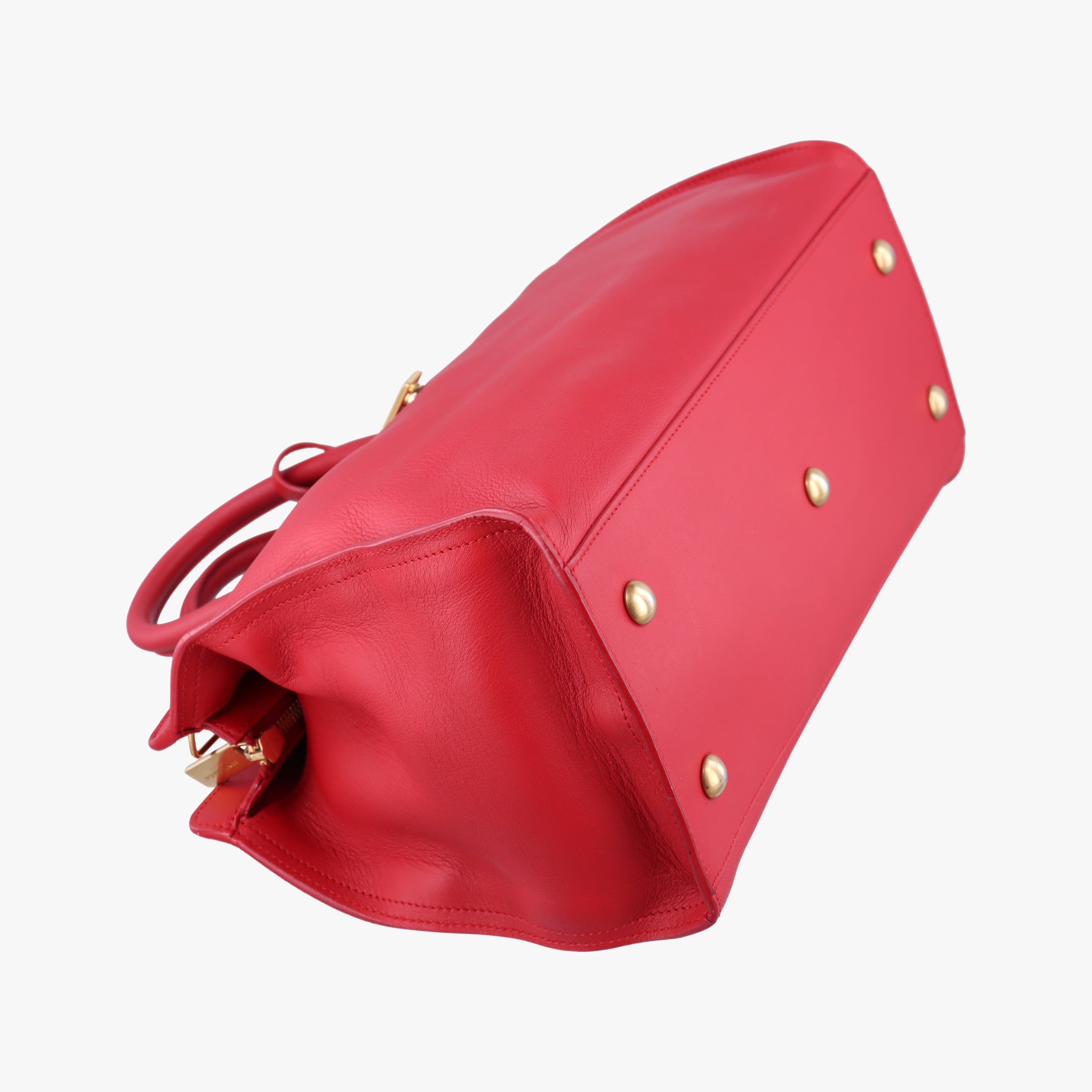 Pre-owned Yves Saint Laurent Y Ligne Petit Cabas Red Leather 311210 shoulderbag | stylenewstar