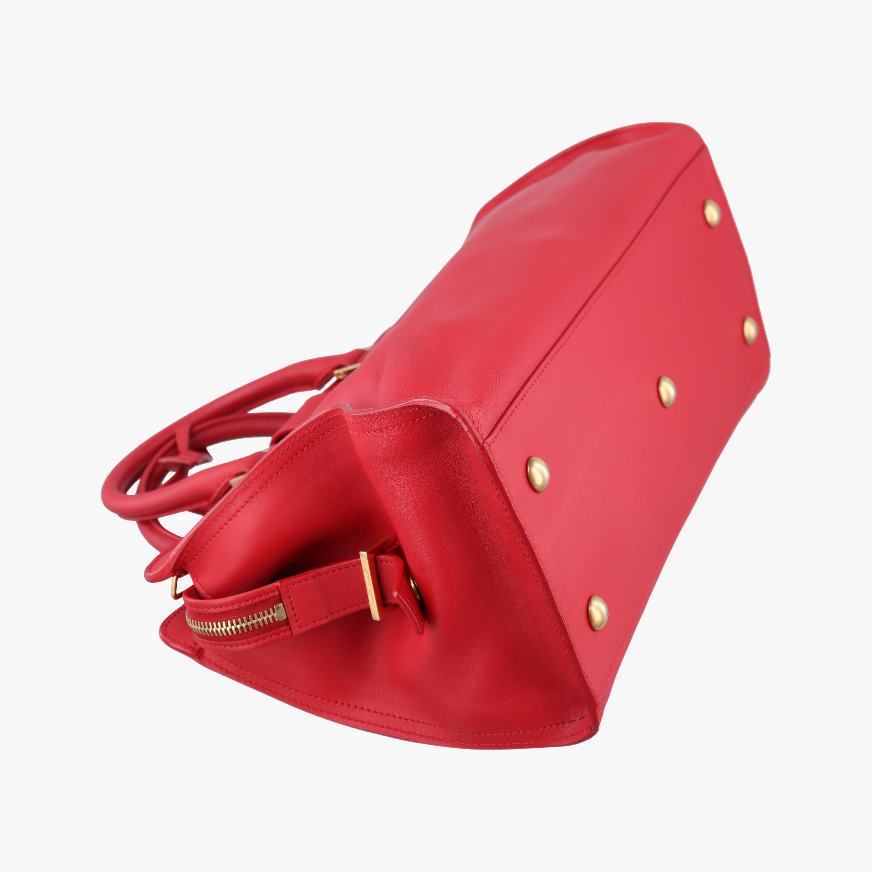 Pre-owned Yves Saint Laurent Y Ligne Petit Cabas Red Leather 311210 shoulderbag | stylenewstar