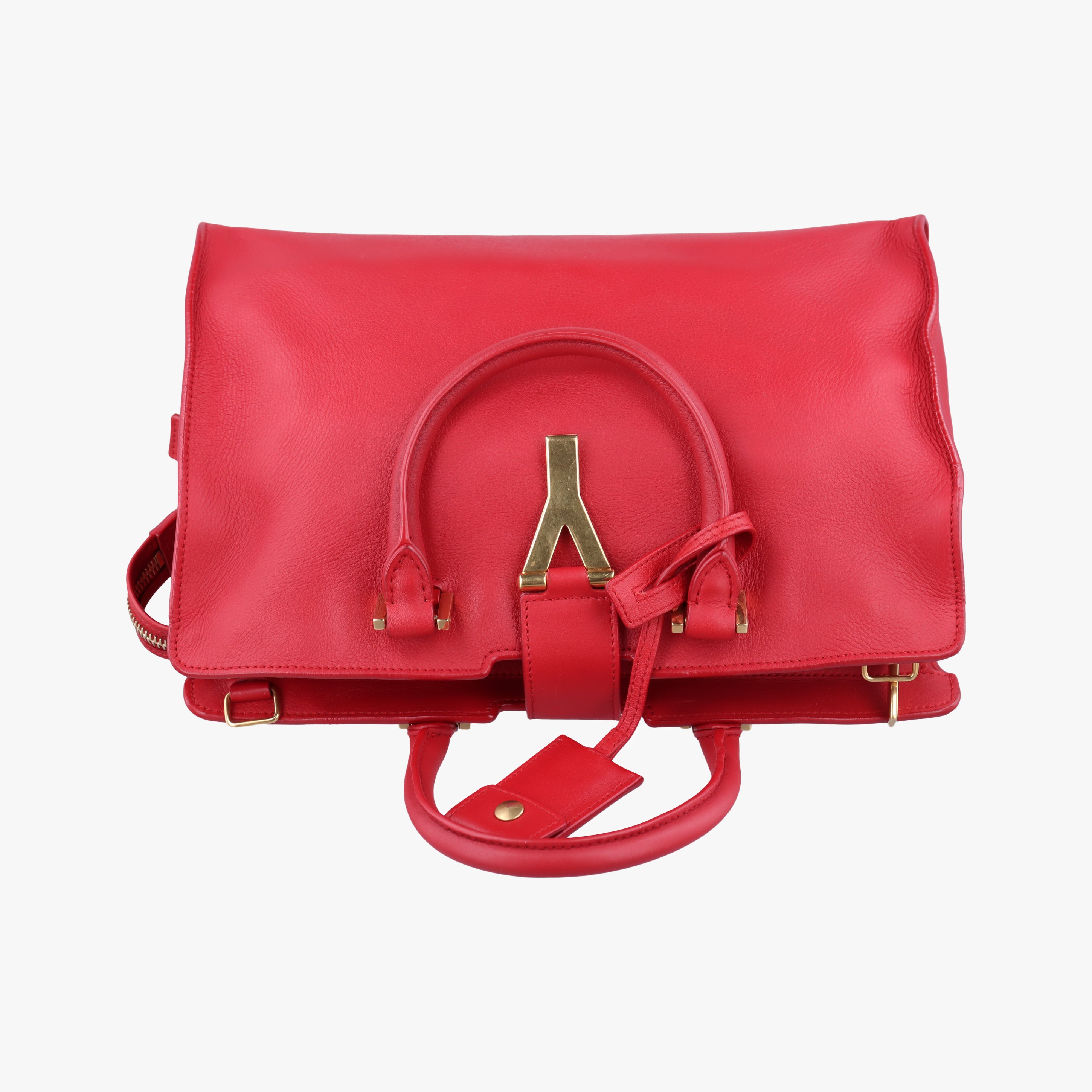 Pre-owned Yves Saint Laurent Y Ligne Petit Cabas Red Leather 311210 shoulderbag | stylenewstar