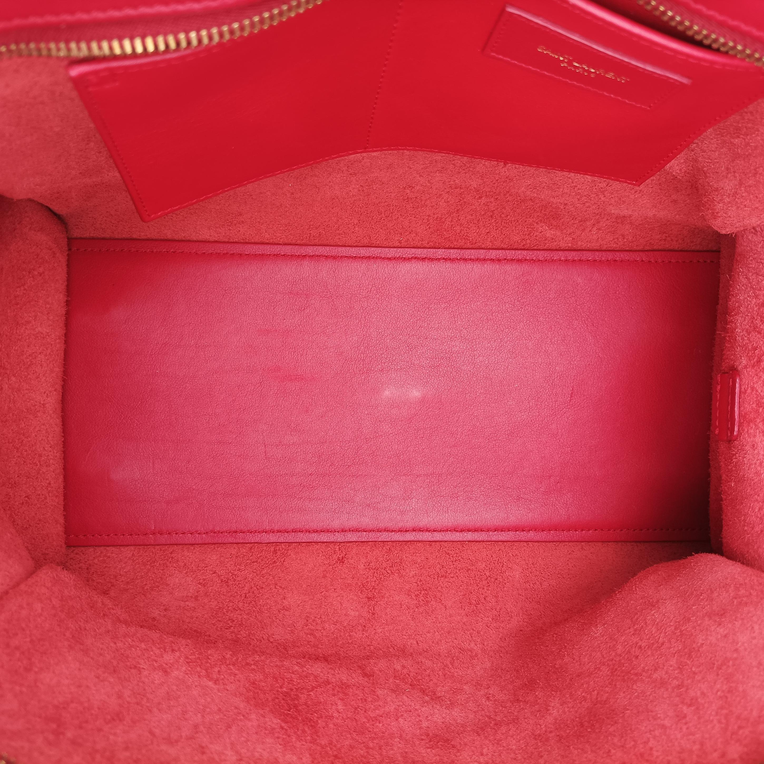 Pre-owned Yves Saint Laurent Y Ligne Petit Cabas Red Leather 311210 shoulderbag | stylenewstar