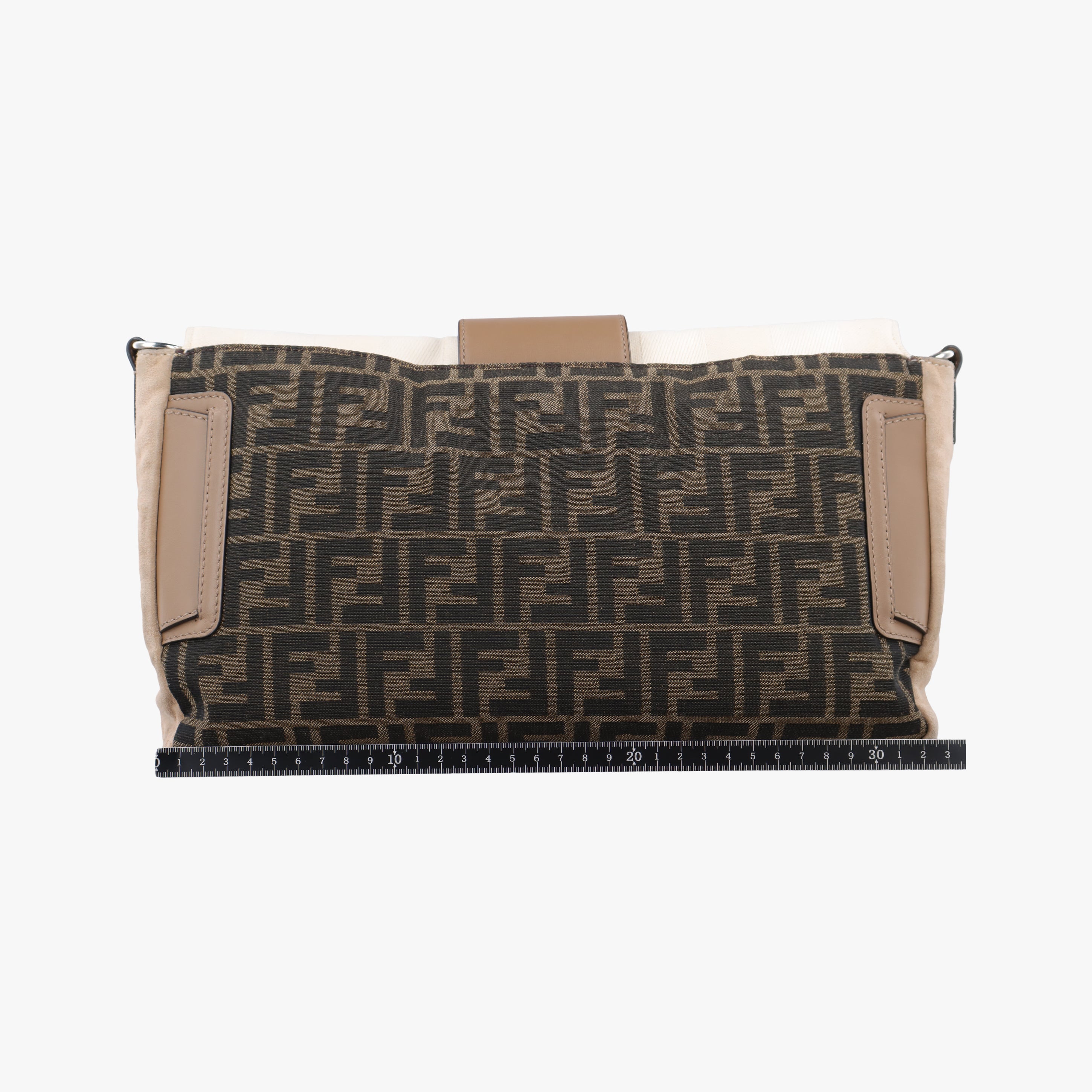 Pre-owned Fendi Baguette Brown x White x Beige canvas×leather 7VA478 shoulderbag | stylenewstar