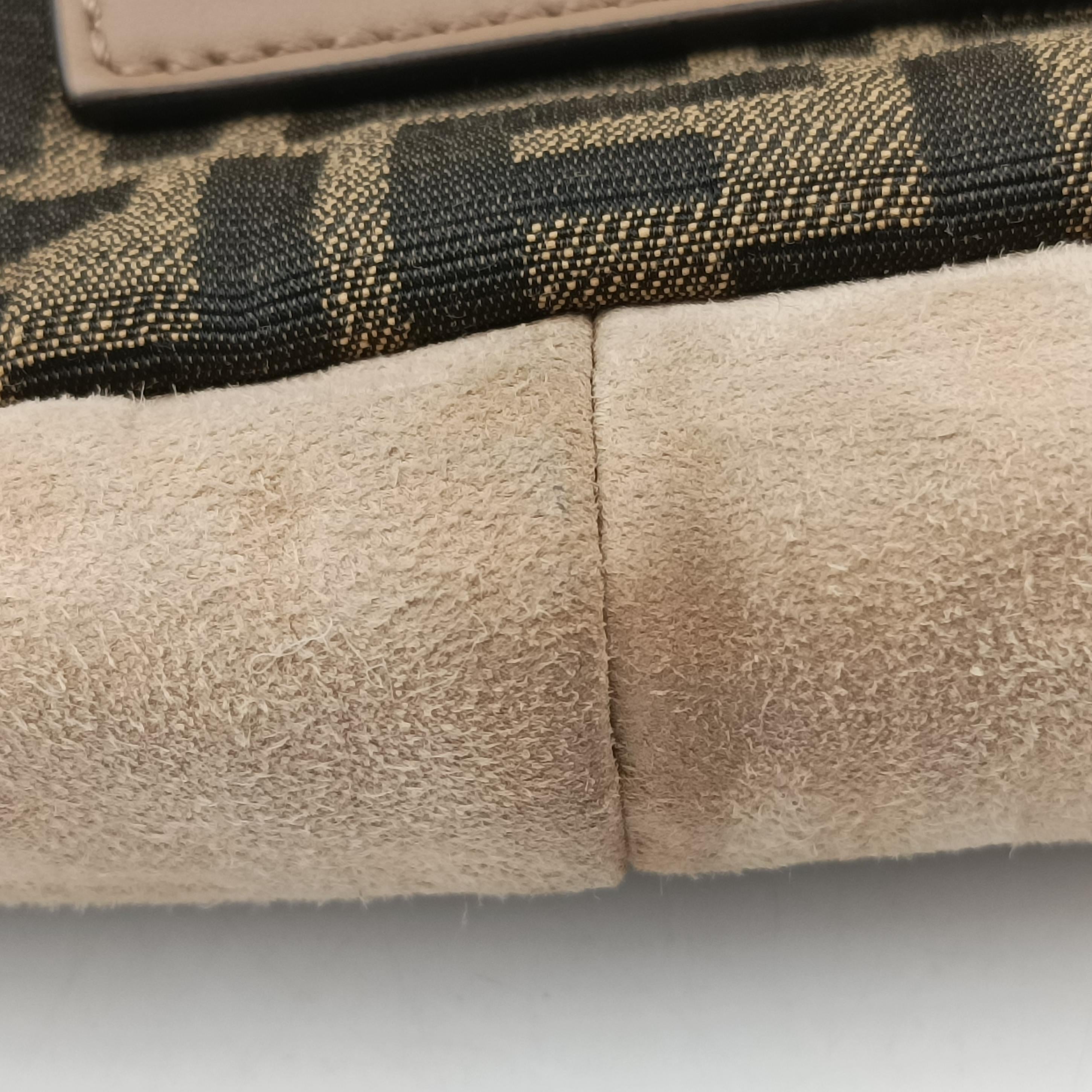 Pre-owned Fendi Baguette Brown x White x Beige canvas×leather 7VA478 shoulderbag | stylenewstar