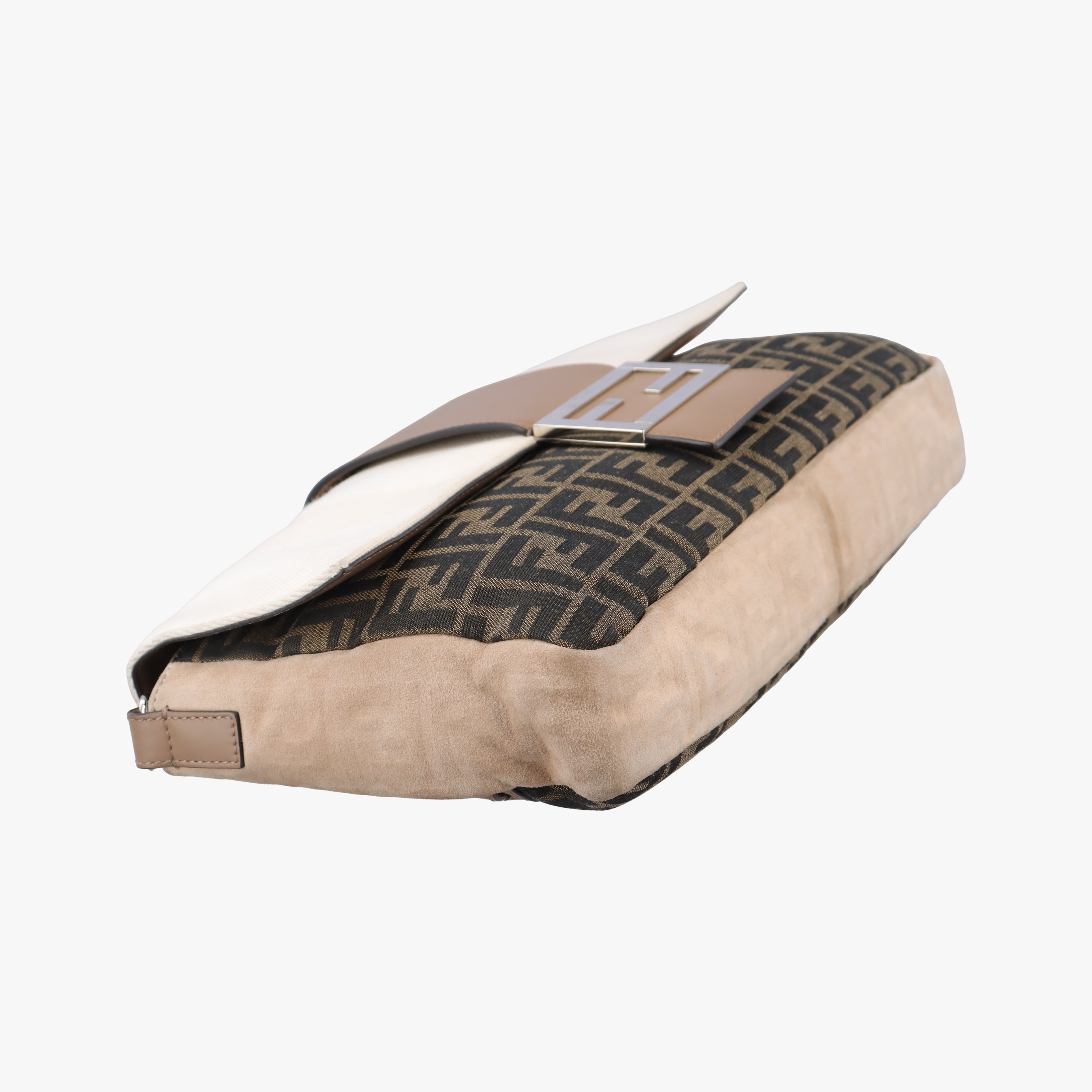Pre-owned Fendi Baguette Brown x White x Beige canvas×leather 7VA478 shoulderbag | stylenewstar