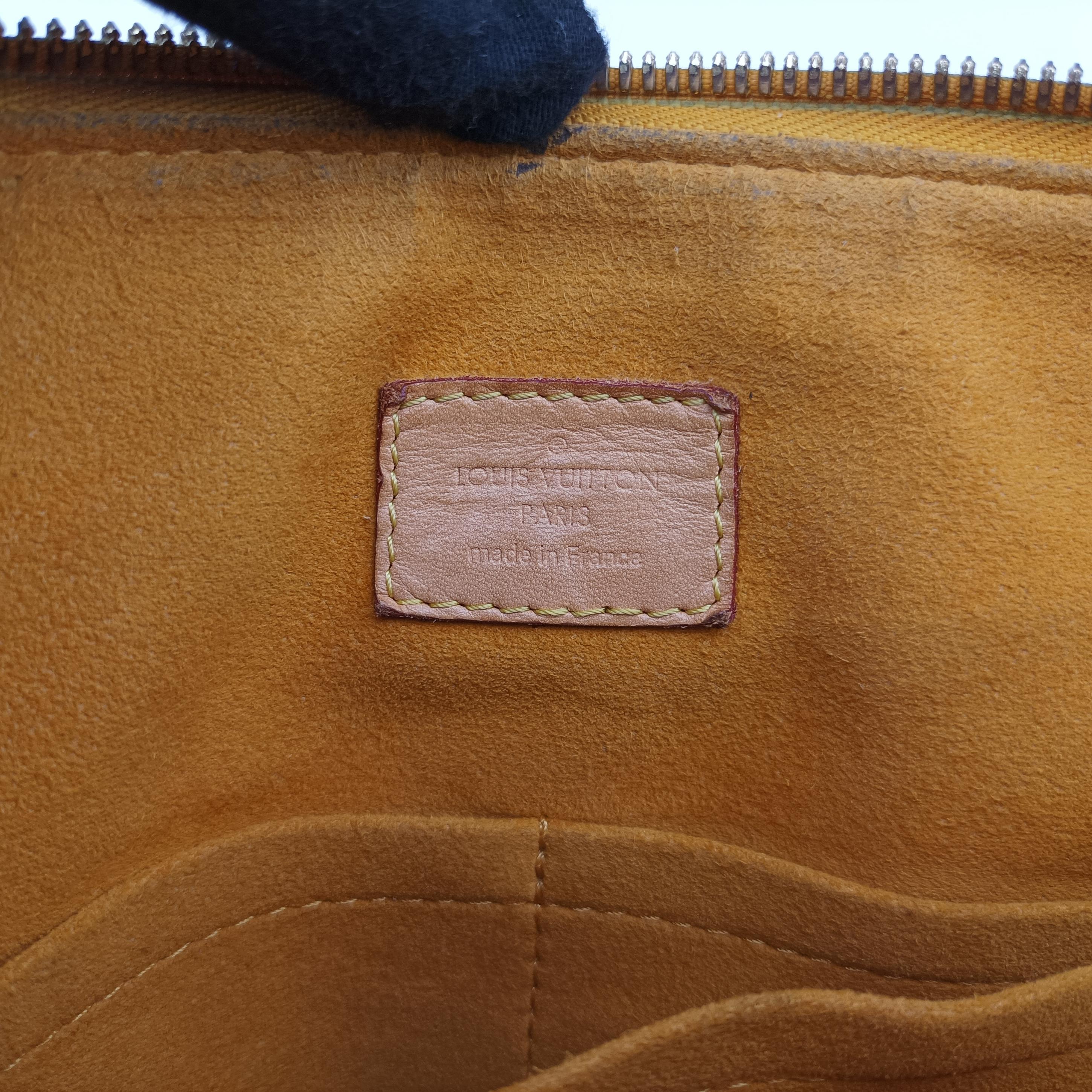 Pre-owned Louis Vuitton PALLAS brown×SAFRAN Monogram Canvas×calf leather M40929 shoulderbag | stylenewstar