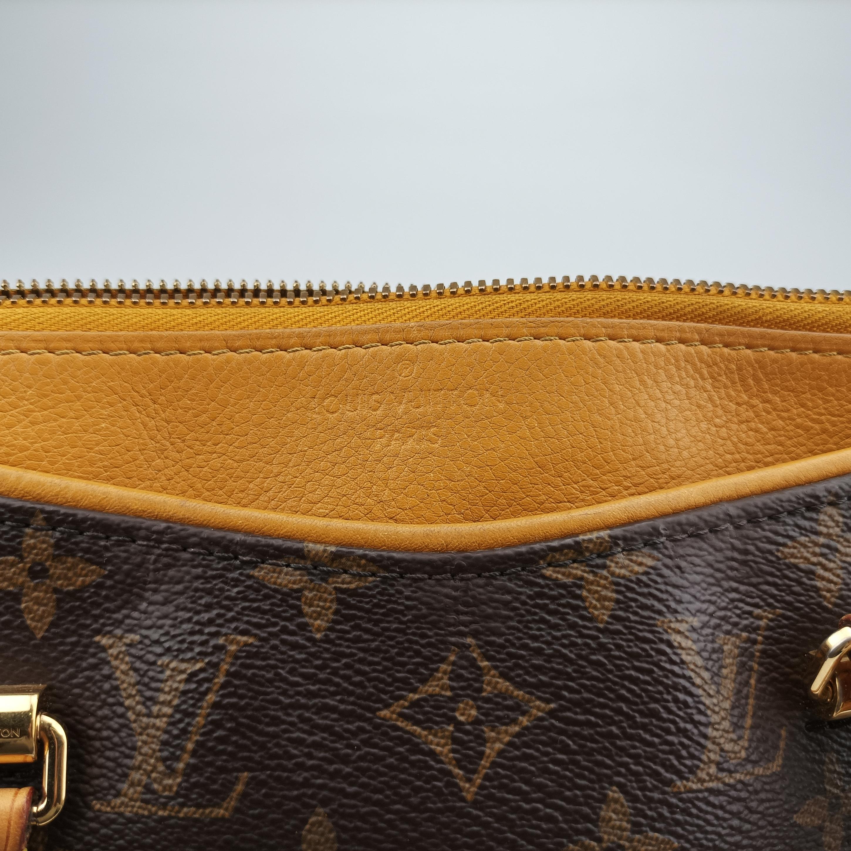 Pre-owned Louis Vuitton PALLAS brown×SAFRAN Monogram Canvas×calf leather M40929 shoulderbag | stylenewstar
