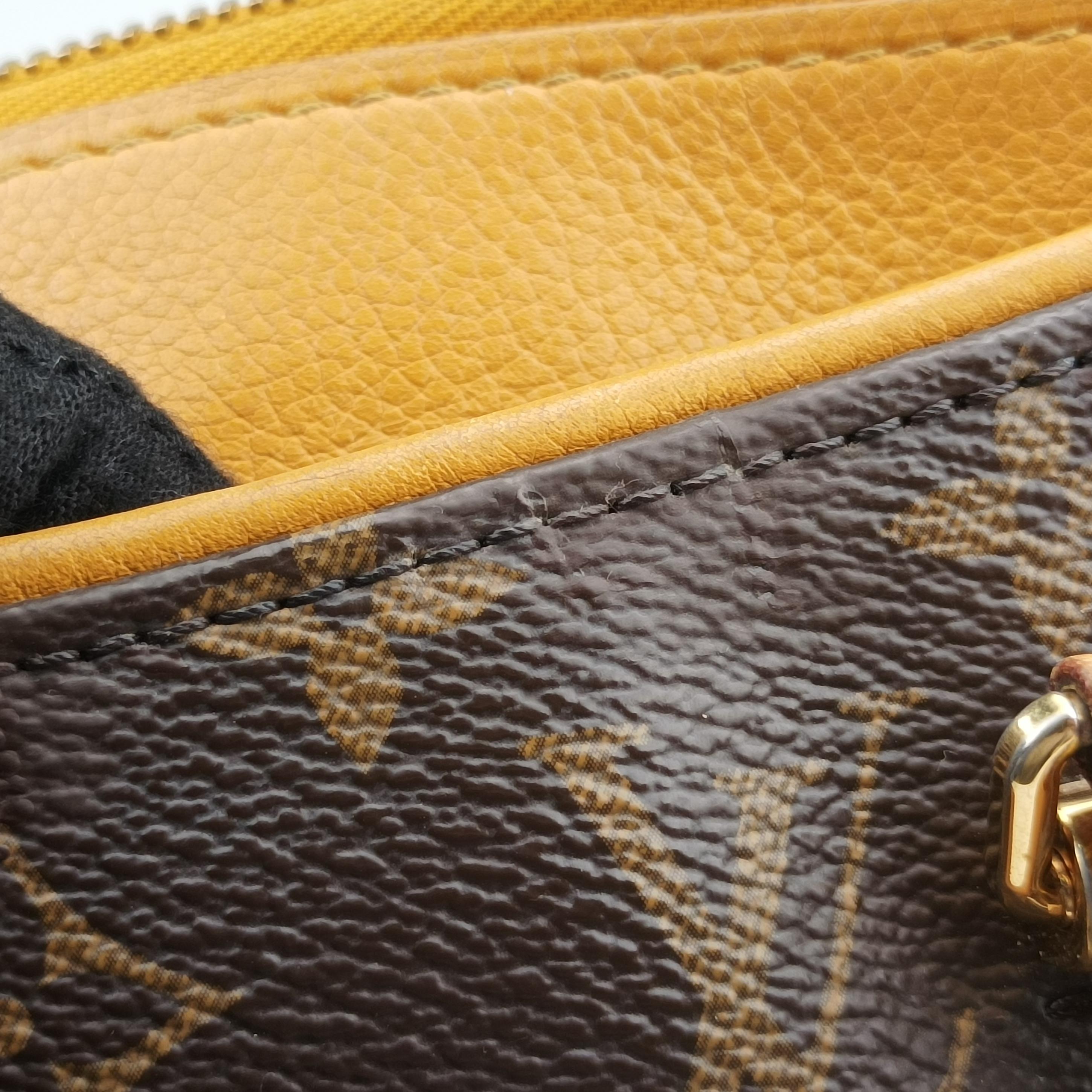 Pre-owned Louis Vuitton PALLAS brown×SAFRAN Monogram Canvas×calf leather M40929 shoulderbag | stylenewstar
