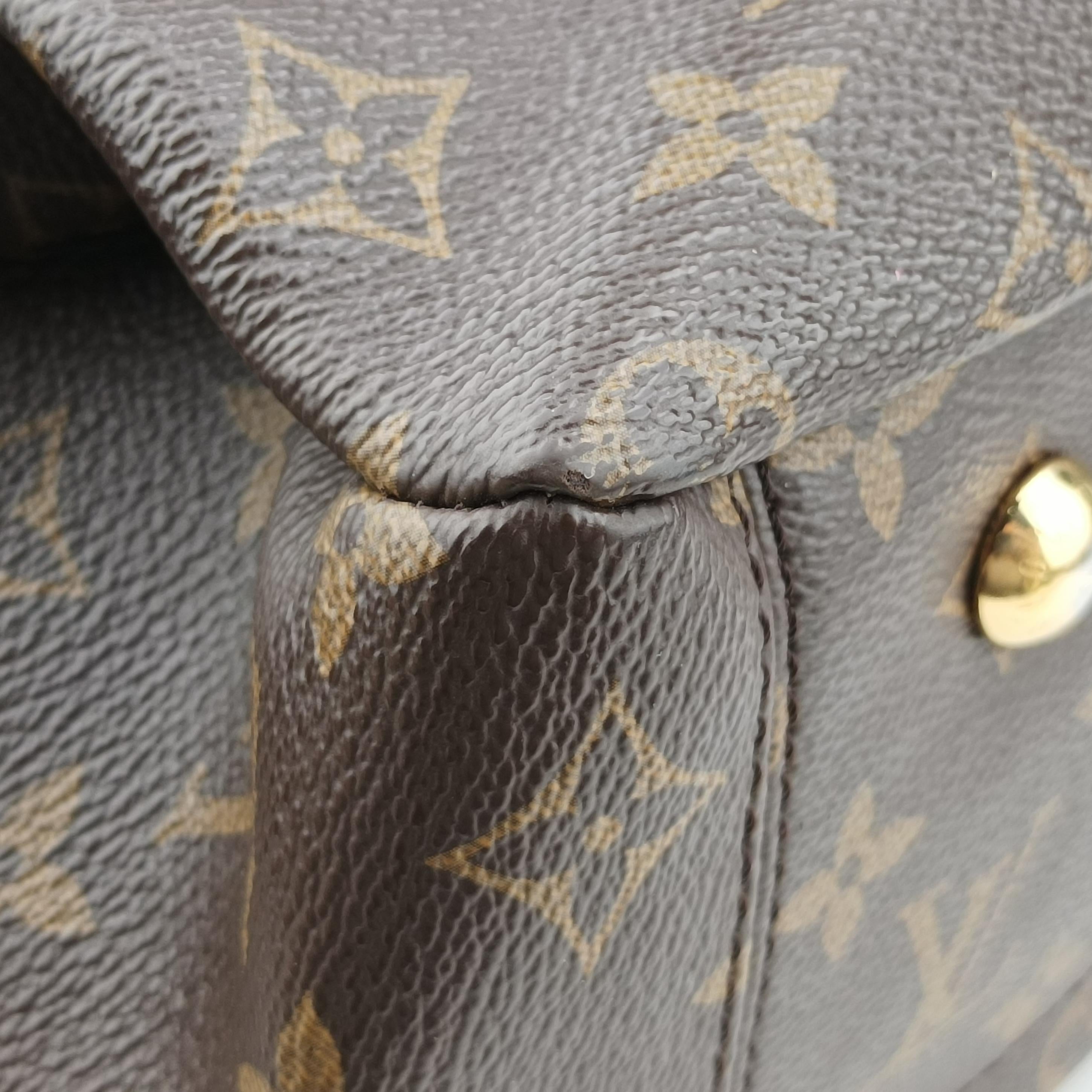 Pre-owned Louis Vuitton PALLAS brown×SAFRAN Monogram Canvas×calf leather M40929 shoulderbag | stylenewstar
