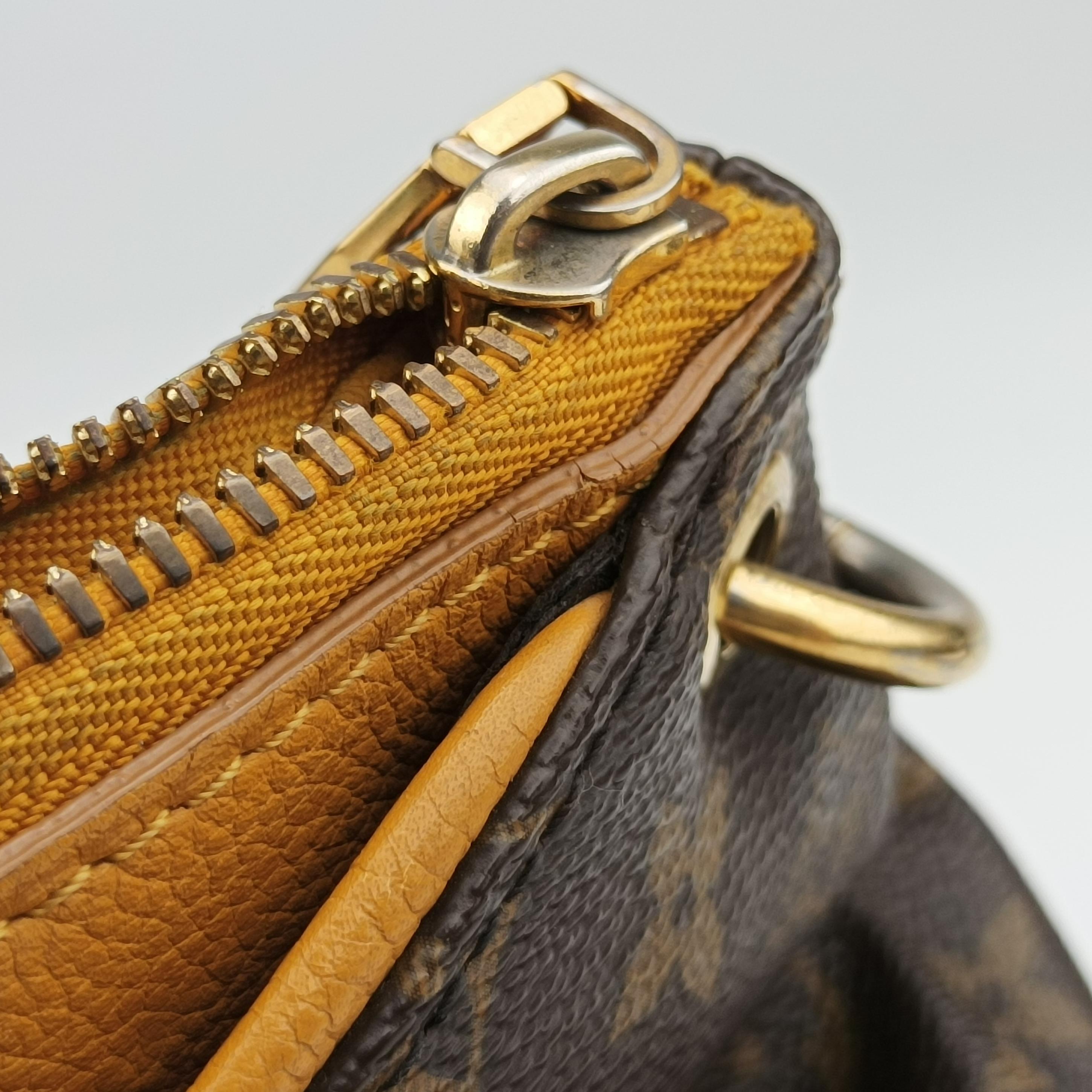 Pre-owned Louis Vuitton PALLAS brown×SAFRAN Monogram Canvas×calf leather M40929 shoulderbag | stylenewstar