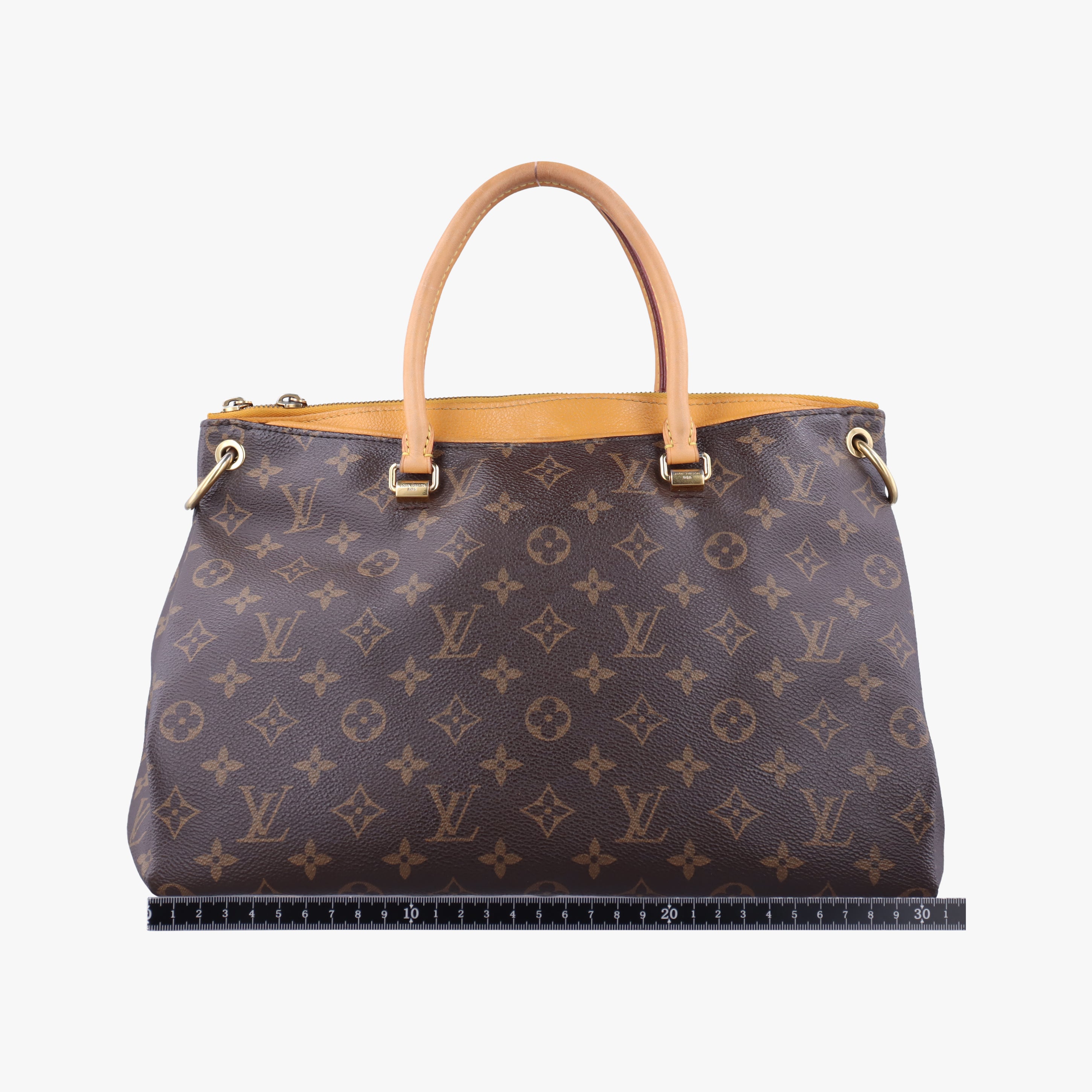 Pre-owned Louis Vuitton PALLAS brown×SAFRAN Monogram Canvas×calf leather M40929 shoulderbag | stylenewstar
