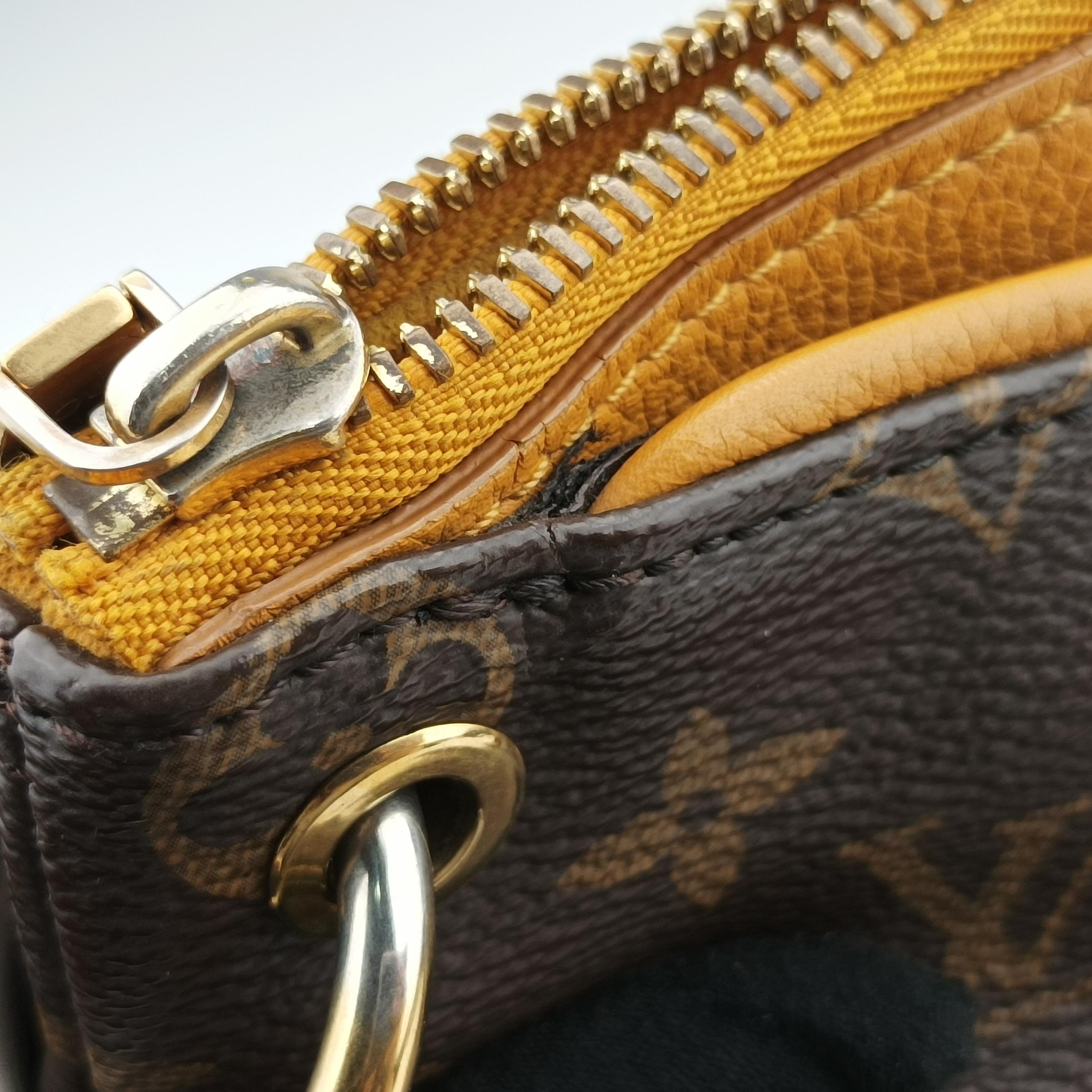 Pre-owned Louis Vuitton PALLAS brown×SAFRAN Monogram Canvas×calf leather M40929 shoulderbag | stylenewstar
