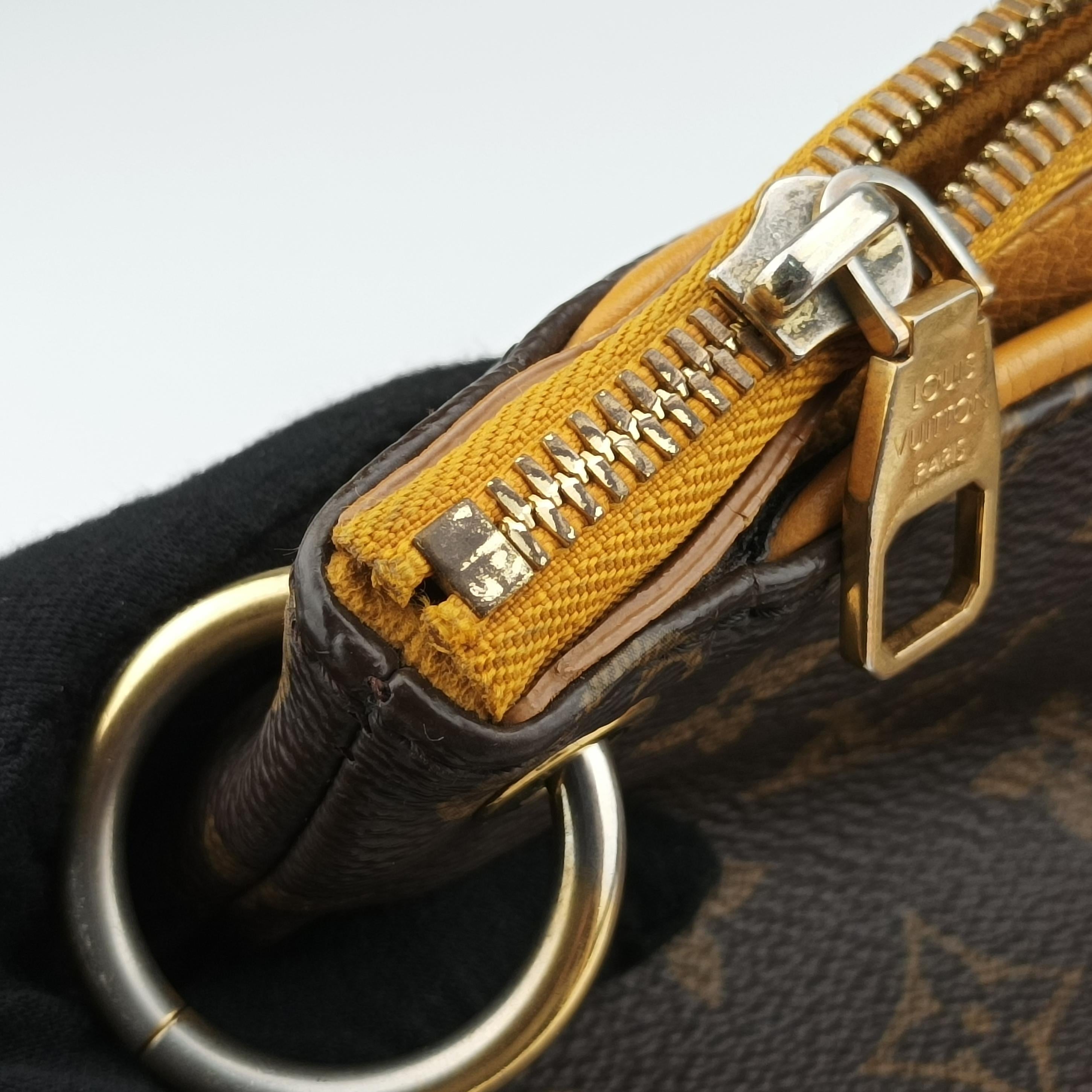 Pre-owned Louis Vuitton PALLAS brown×SAFRAN Monogram Canvas×calf leather M40929 shoulderbag | stylenewstar