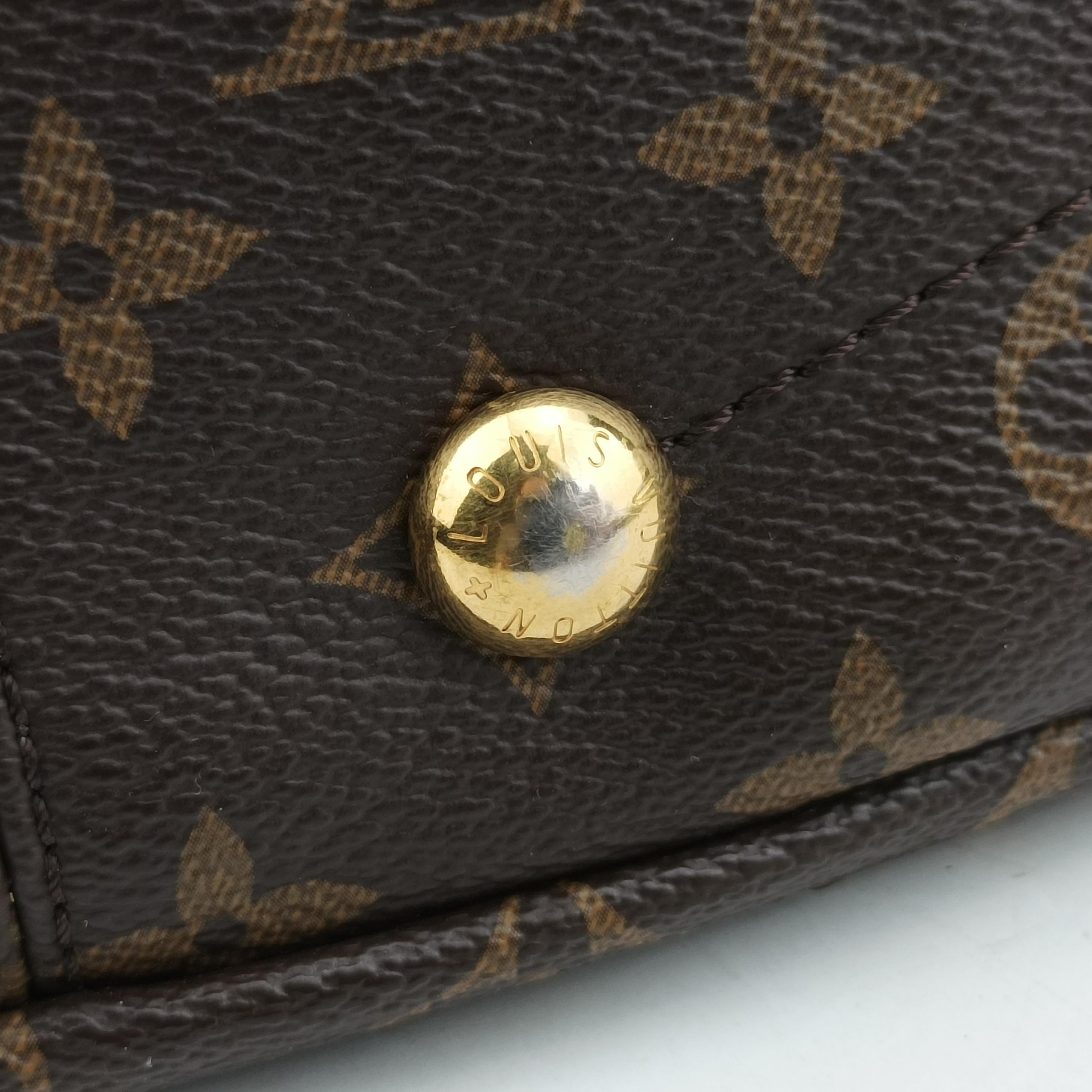 Pre-owned Louis Vuitton PALLAS brown×SAFRAN Monogram Canvas×calf leather M40929 shoulderbag | stylenewstar