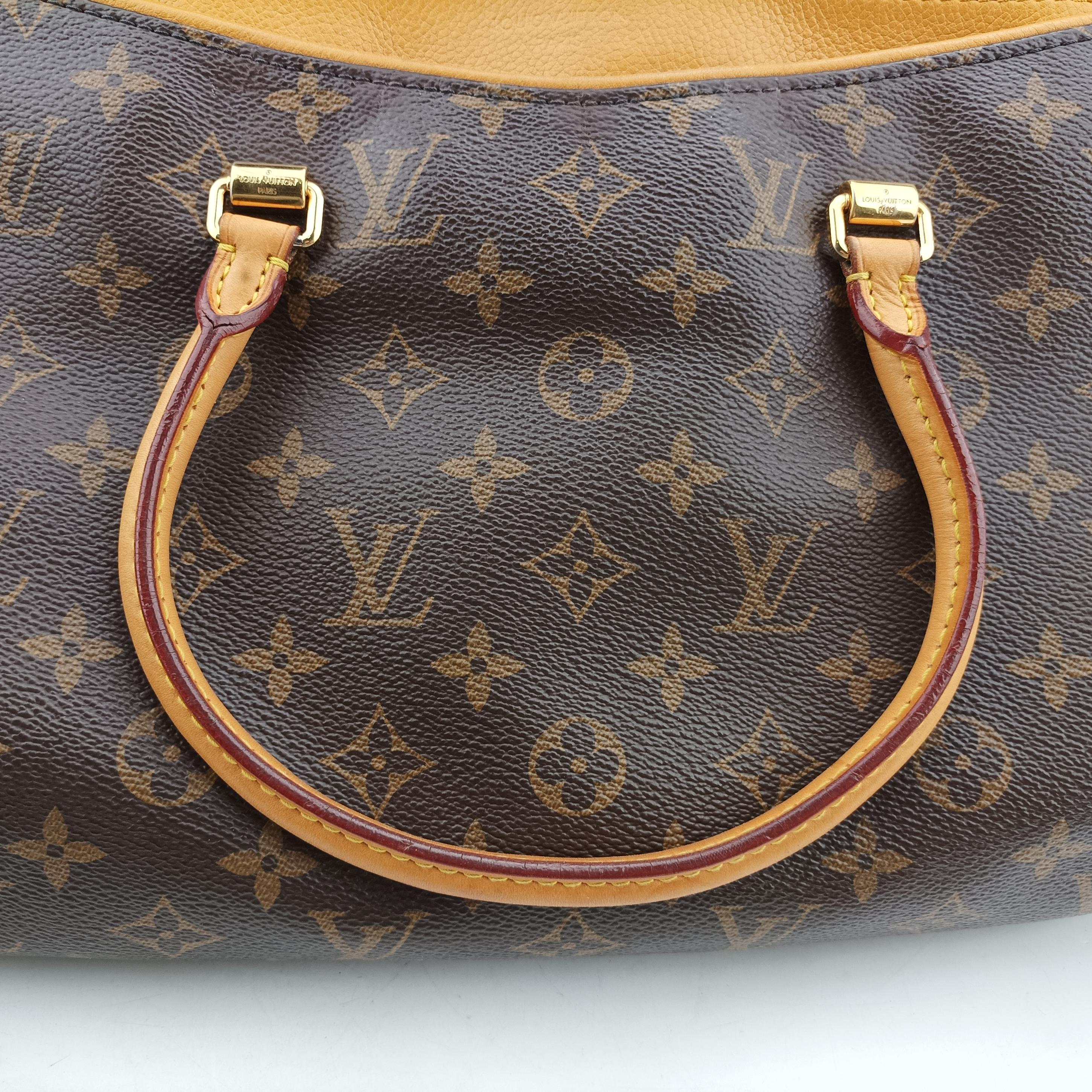 Pre-owned Louis Vuitton PALLAS brown×SAFRAN Monogram Canvas×calf leather M40929 shoulderbag | stylenewstar