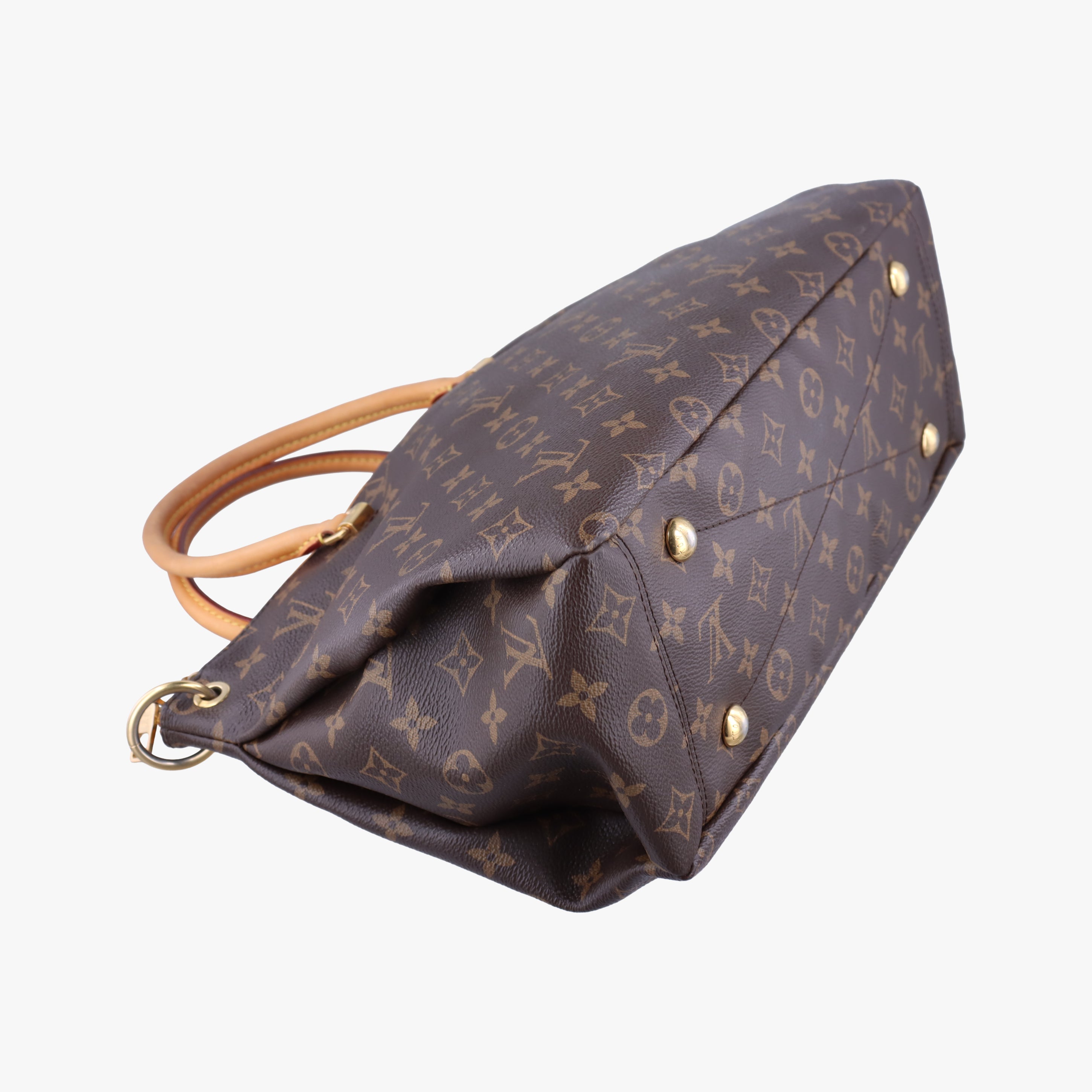 Pre-owned Louis Vuitton PALLAS brown×SAFRAN Monogram Canvas×calf leather M40929 shoulderbag | stylenewstar