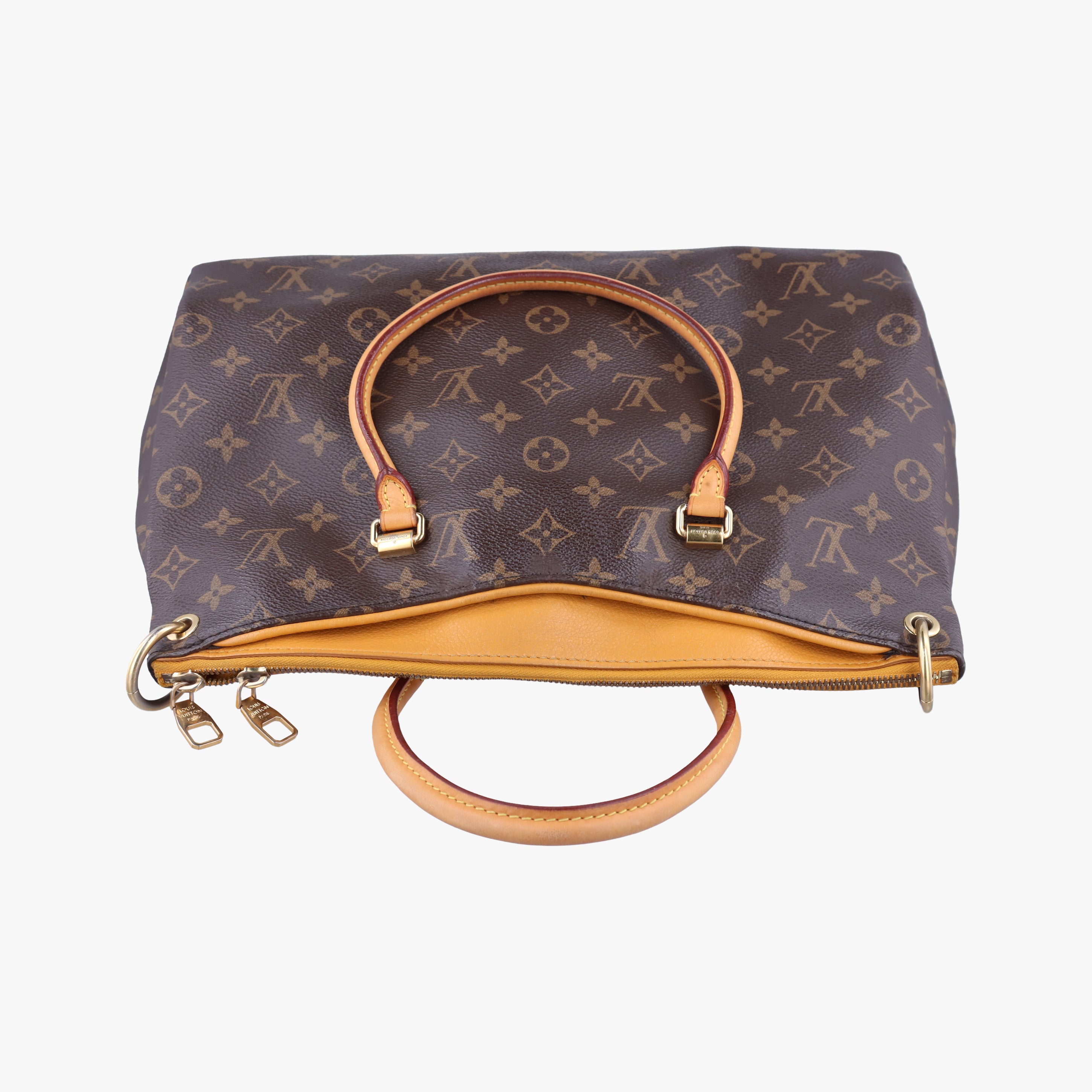 Pre-owned Louis Vuitton PALLAS brown×SAFRAN Monogram Canvas×calf leather M40929 shoulderbag | stylenewstar