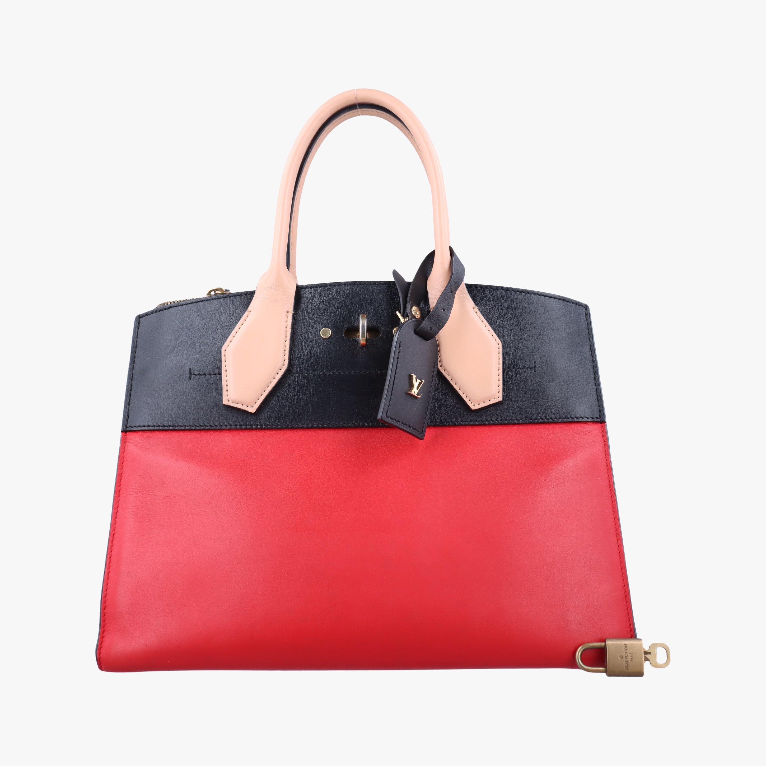 Pre-owned Louis Vuitton City Steamer MM Ruby×Noir Leather M42594 shoulderbag | stylenewstar