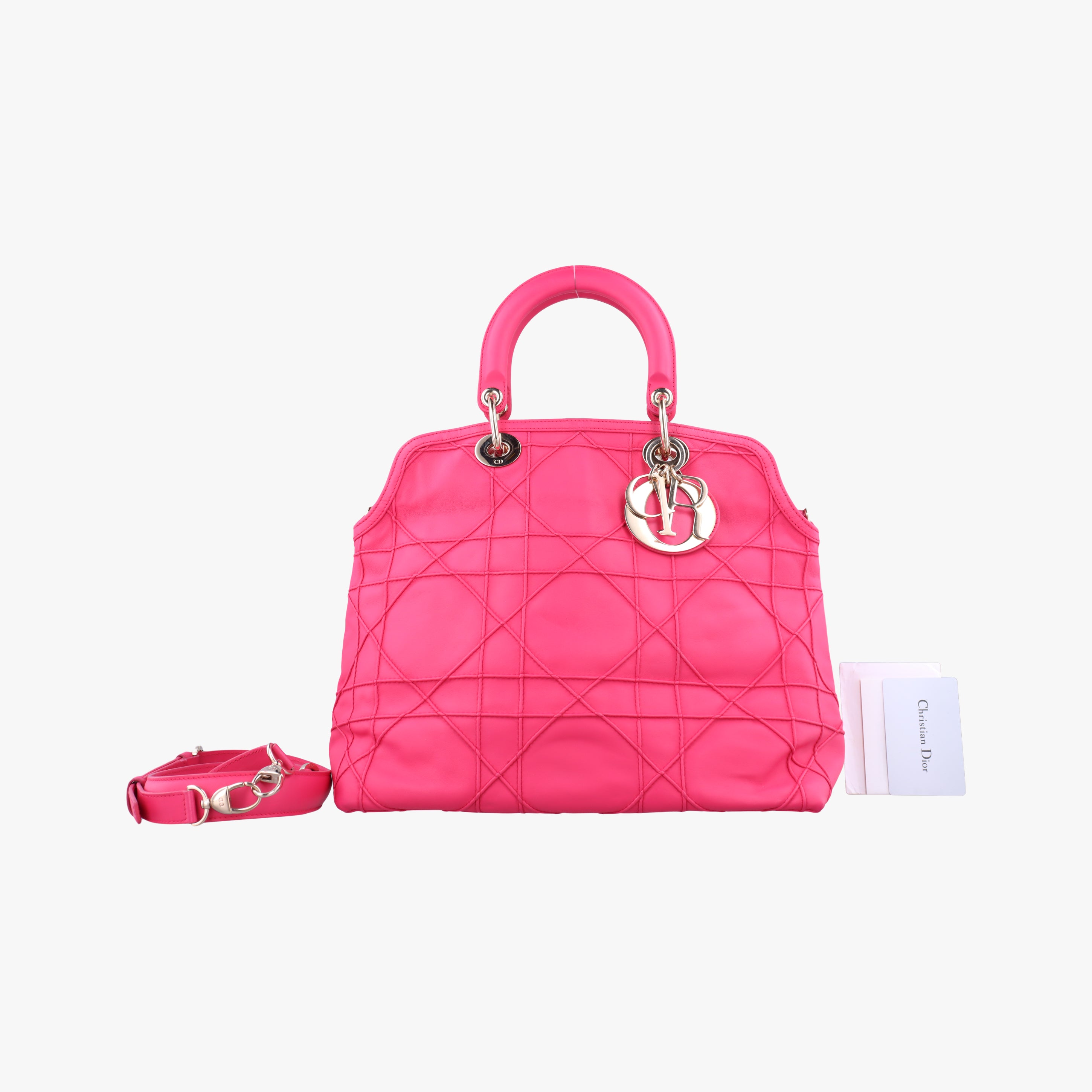 Pre-owned Christian Dior Granville Rose lambskin  shoulderbag | stylenewstar