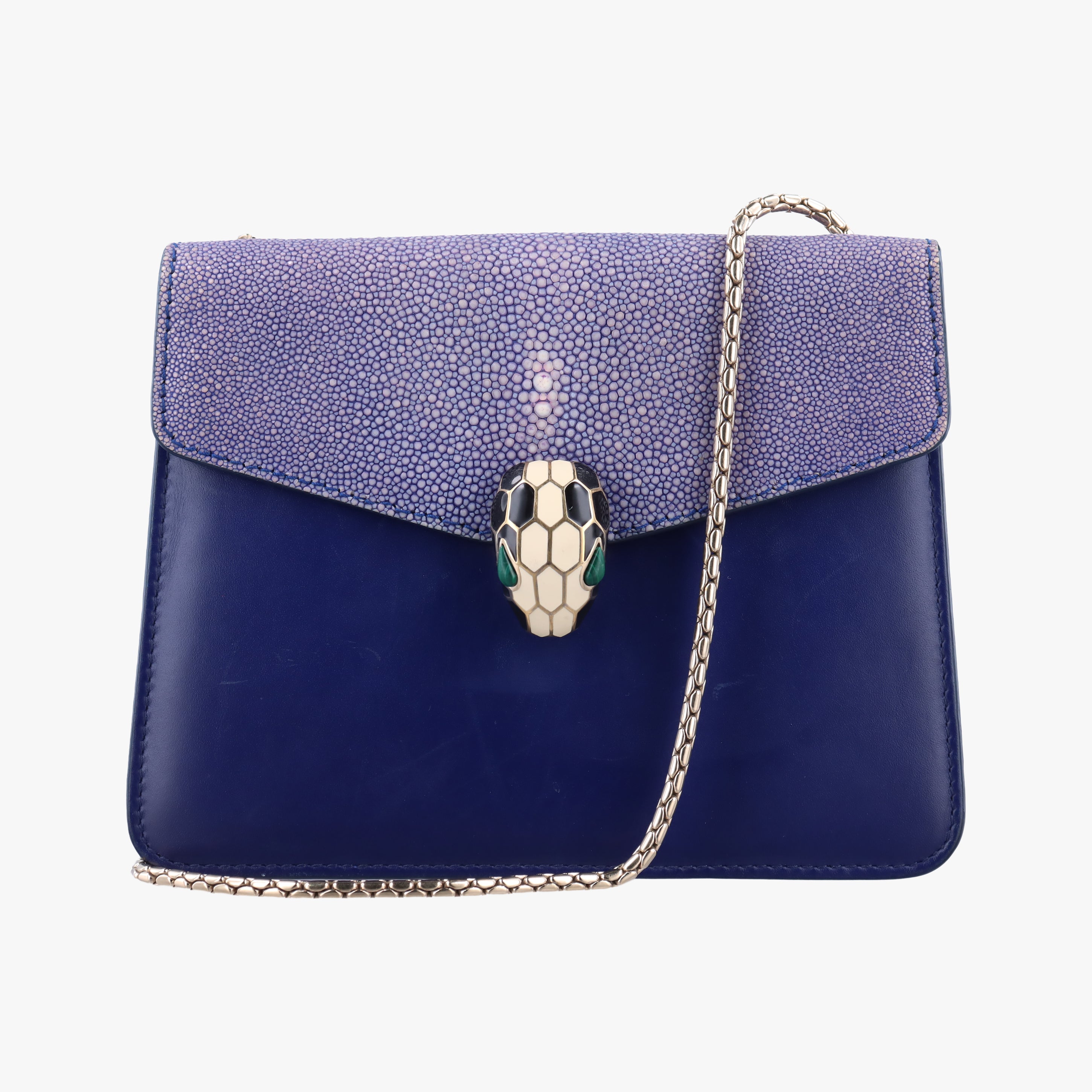 Pre-owned Bvlgari Serpenti Purple x Light Purple Galuchat Skin×Leather  shoulderbag | stylenewstar