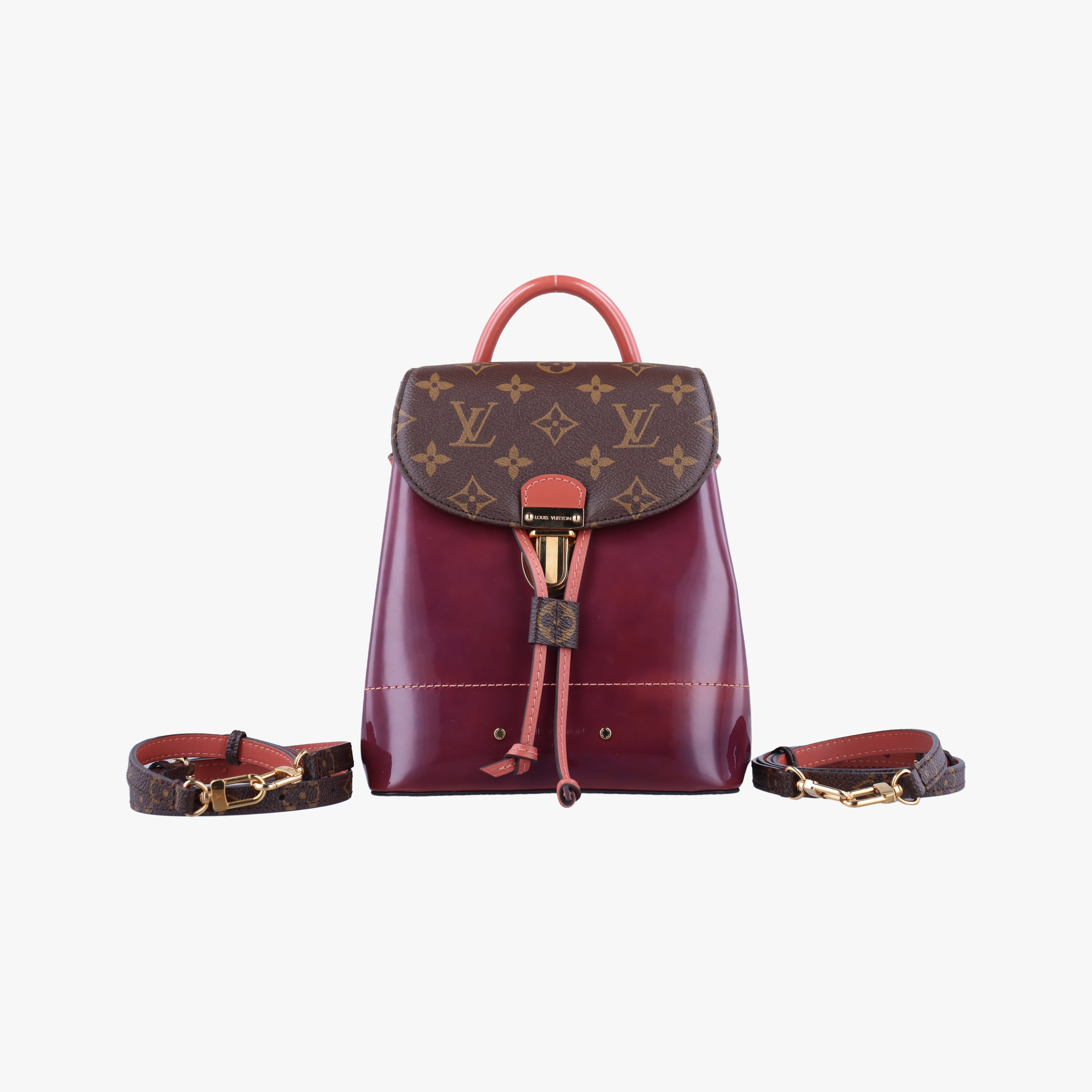 Pre-owned Louis Vuitton Hot Springs Brown×View Rose Monogram canvas×Vernis M53545 backpack/rucksack | stylenewstar