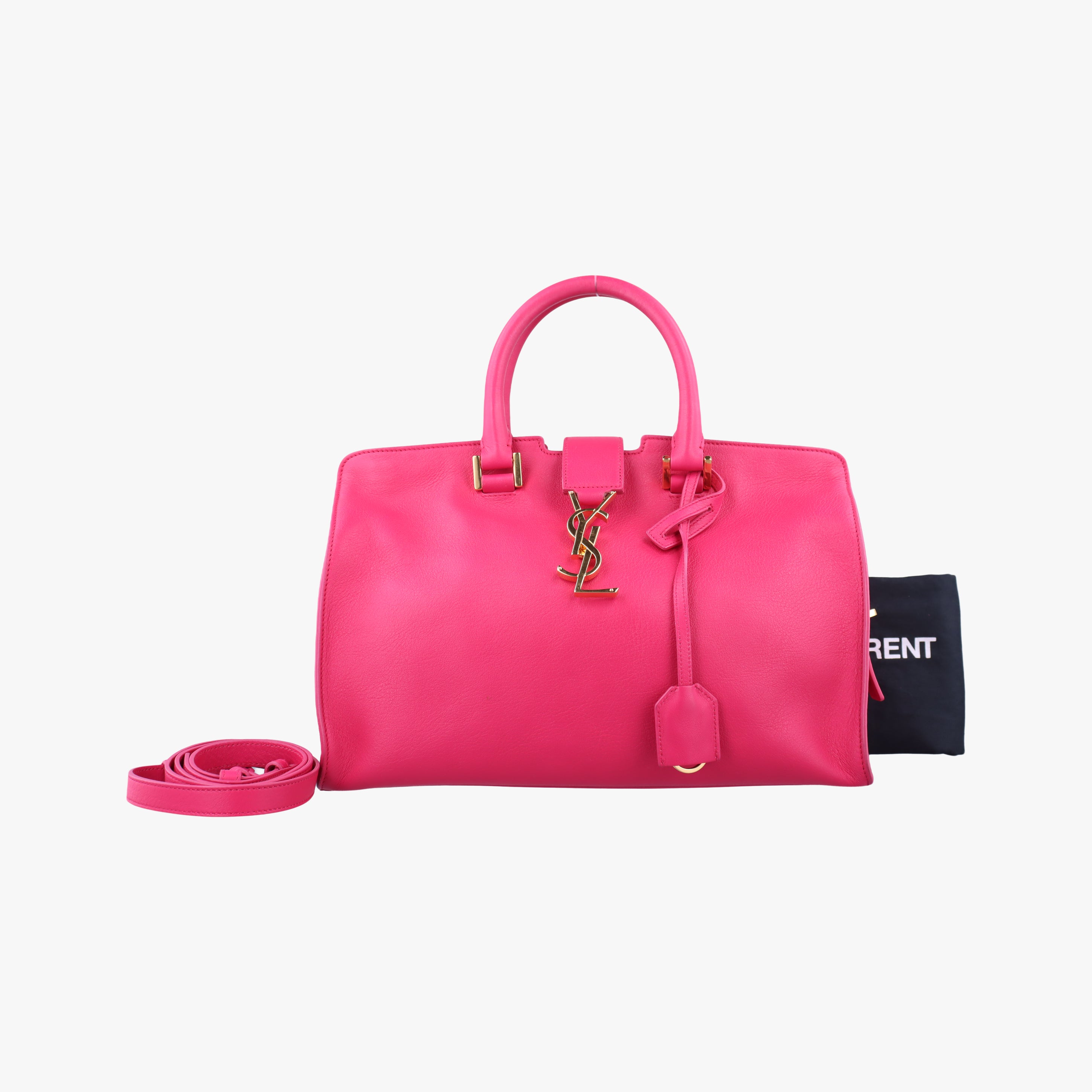Pre-owned Yves Saint Laurent BABY CABAS Pink Leather 394461 shoulderbag | stylenewstar