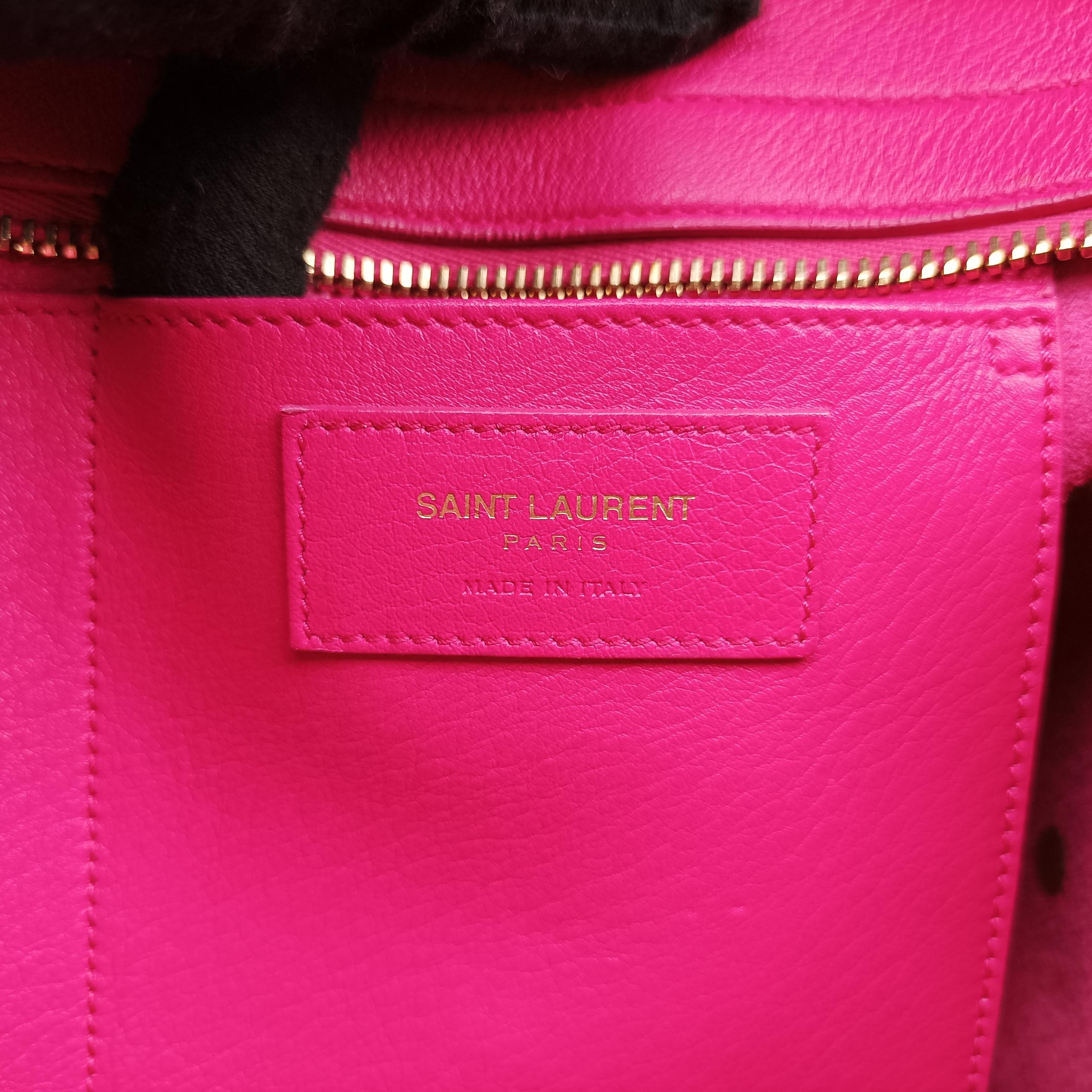 Pre-owned Yves Saint Laurent BABY CABAS Pink Leather 394461 shoulderbag | stylenewstar