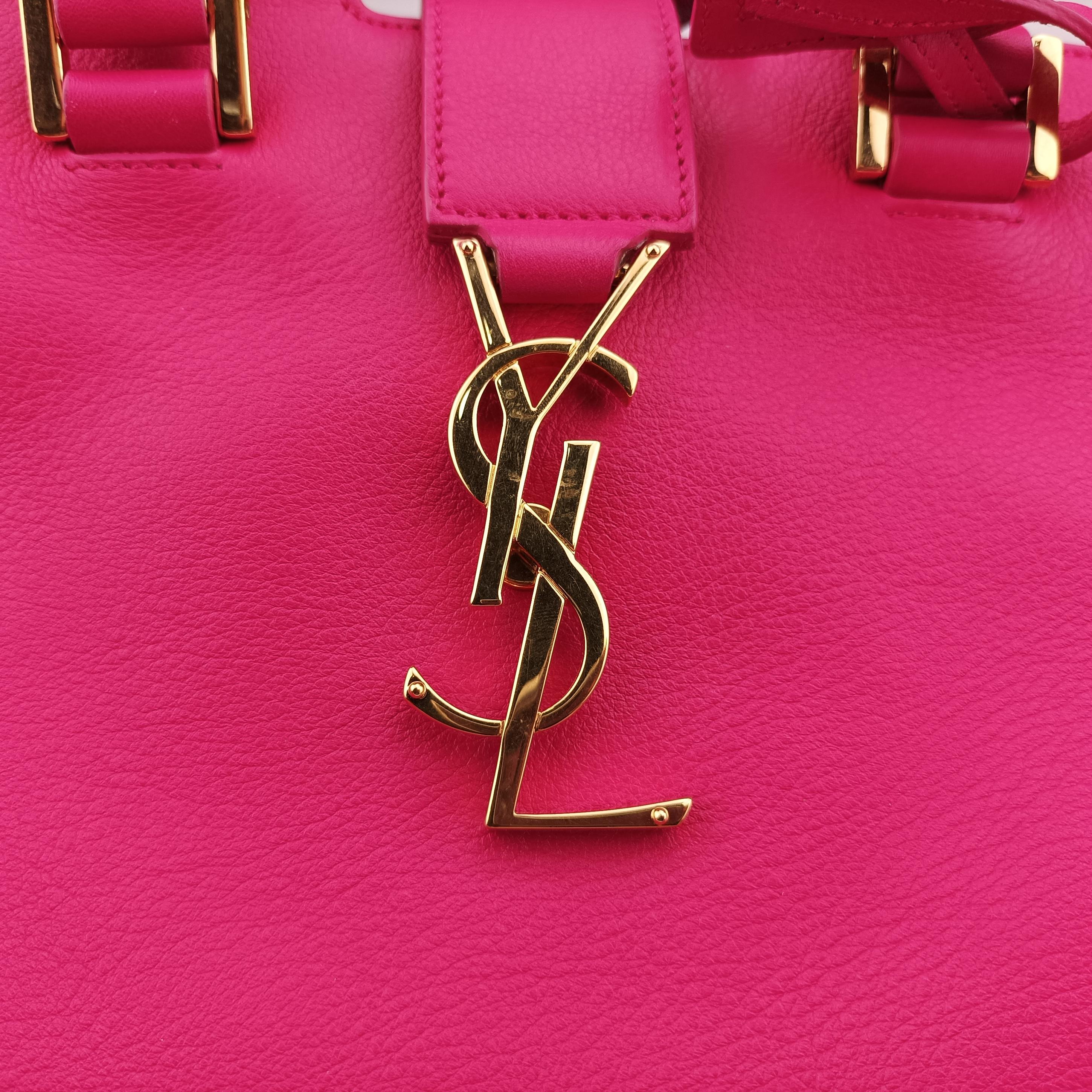 Pre-owned Yves Saint Laurent BABY CABAS Pink Leather 394461 shoulderbag | stylenewstar