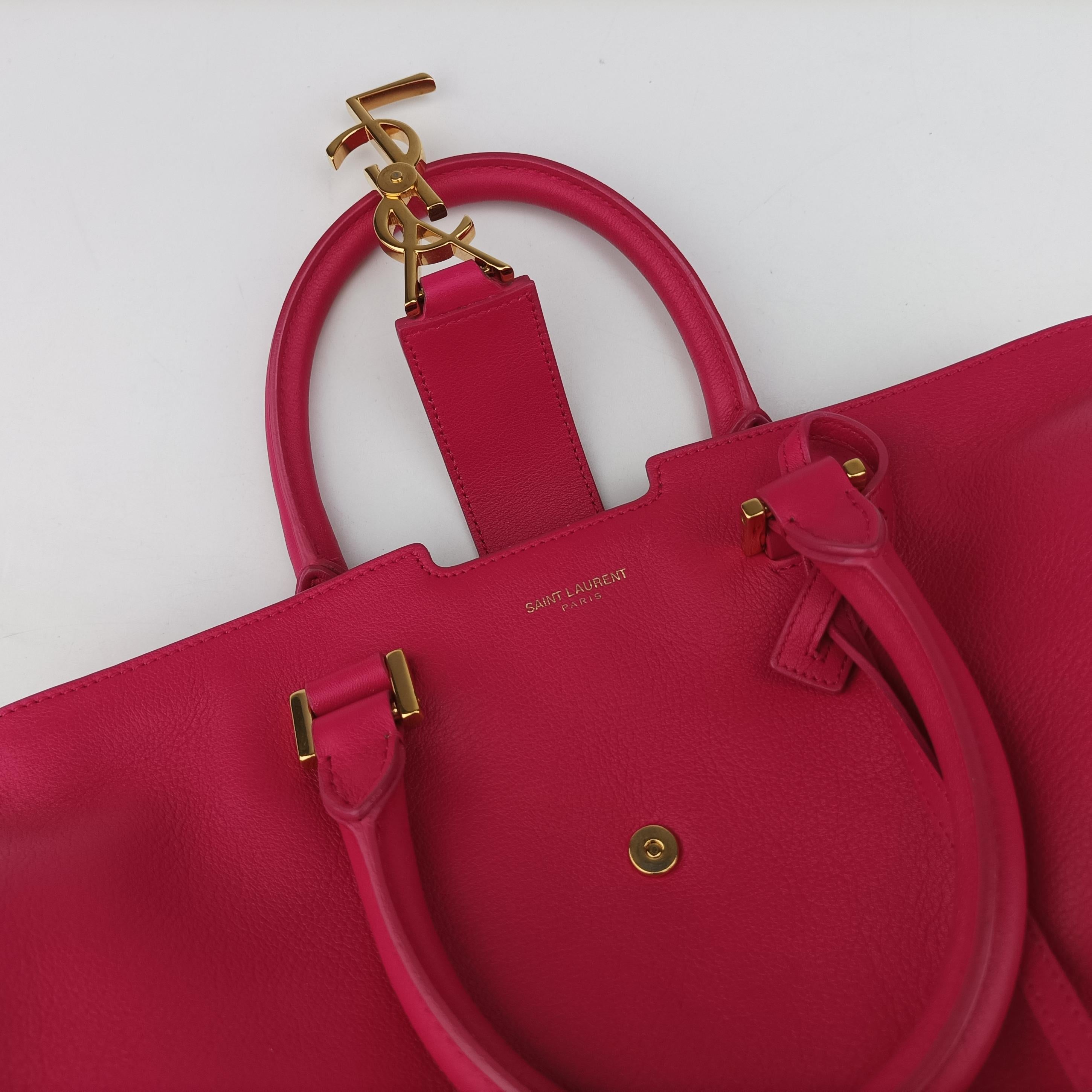 Pre-owned Yves Saint Laurent BABY CABAS Pink Leather 394461 shoulderbag | stylenewstar