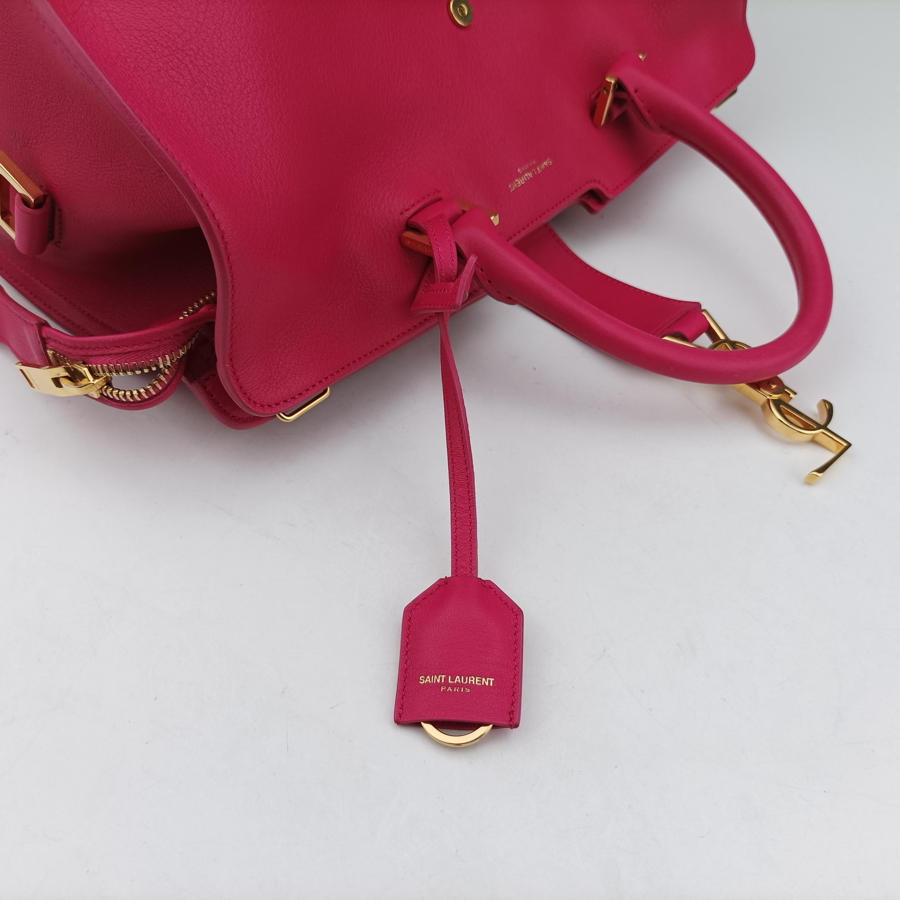 Pre-owned Yves Saint Laurent BABY CABAS Pink Leather 394461 shoulderbag | stylenewstar