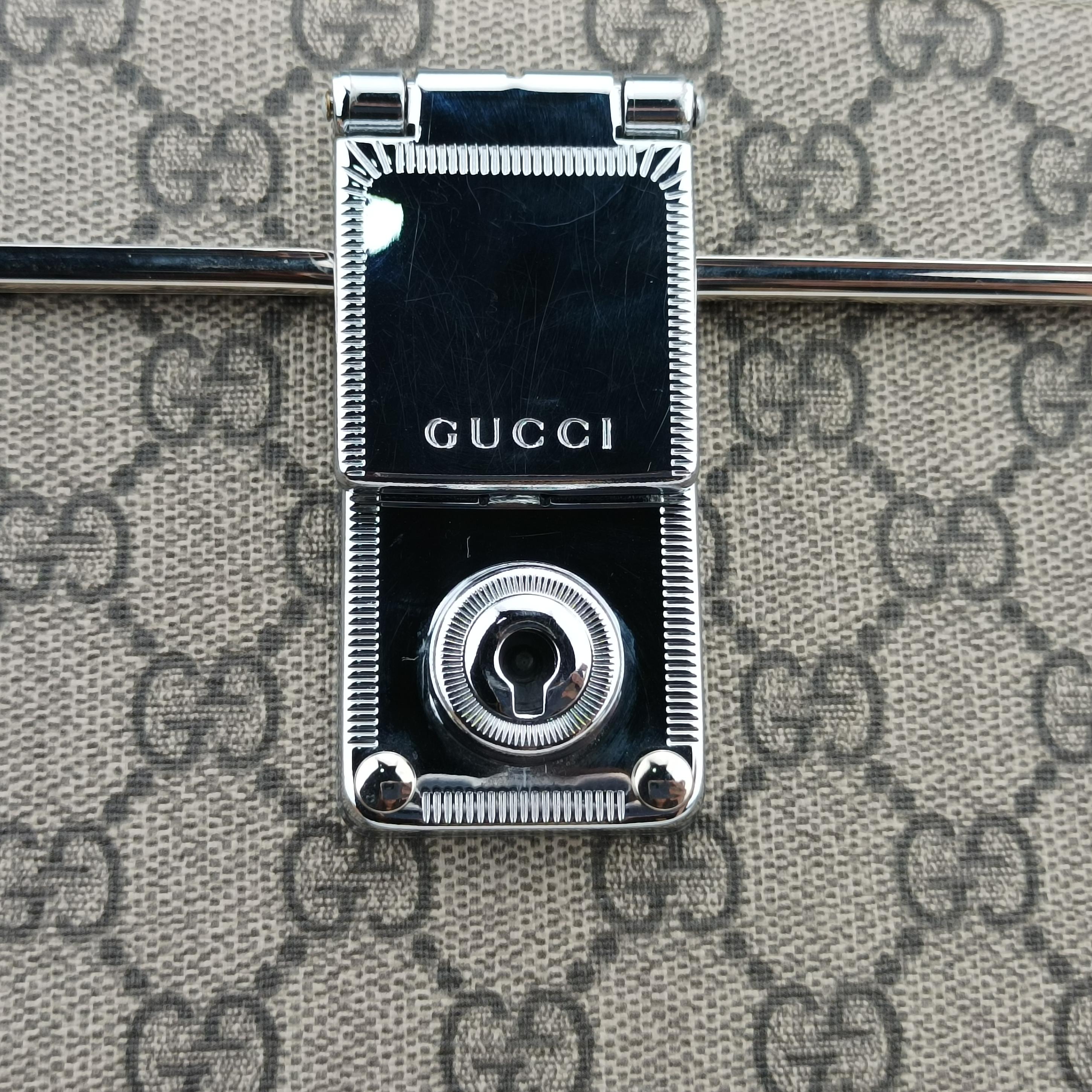 Pre-owned Gucci Padlock Brown PVC coated canvas 588351 shoulderbag | stylenewstar