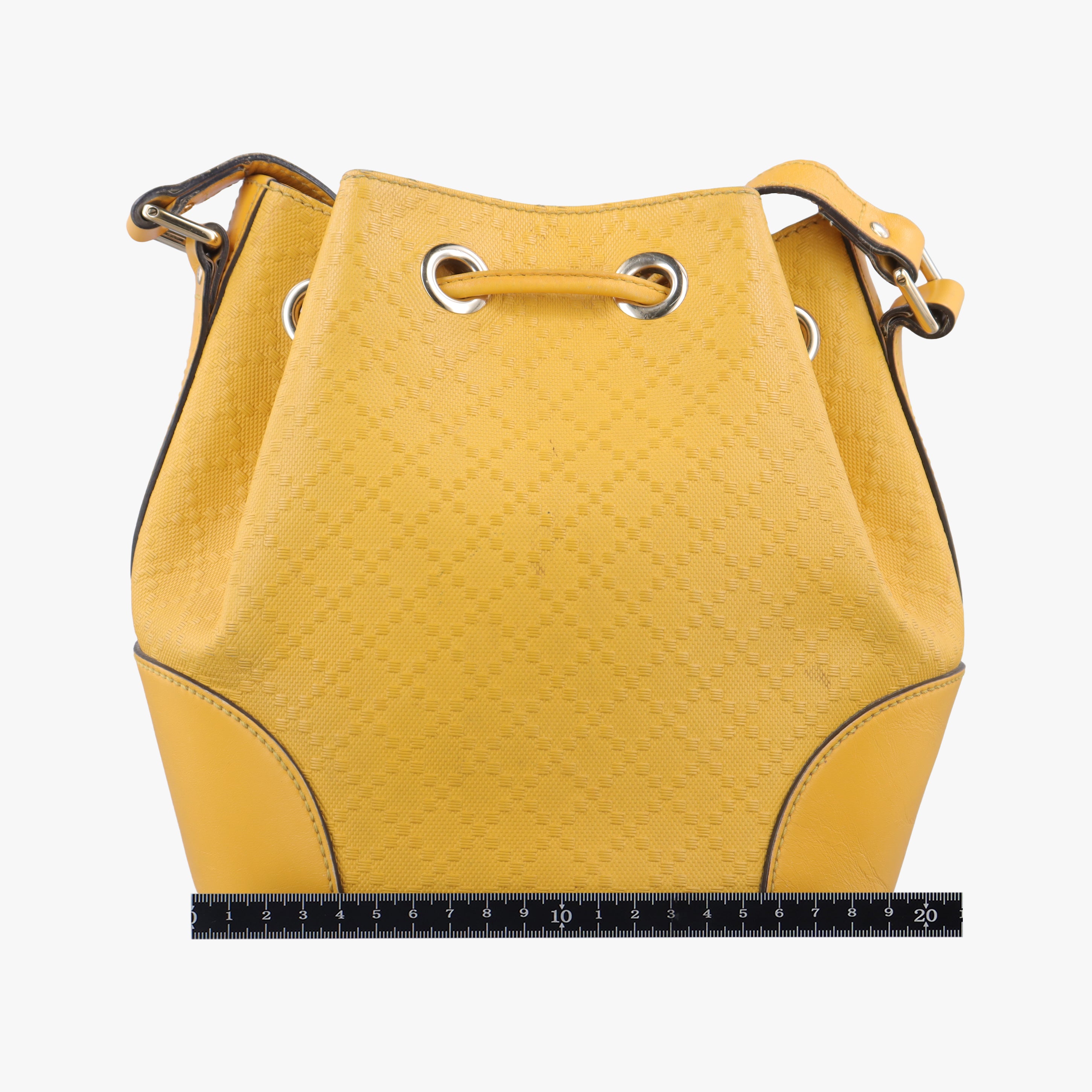 Pre-owned Gucci Bright Diamante Bucket Yellow Leather 354229 shoulderbag | stylenewstar