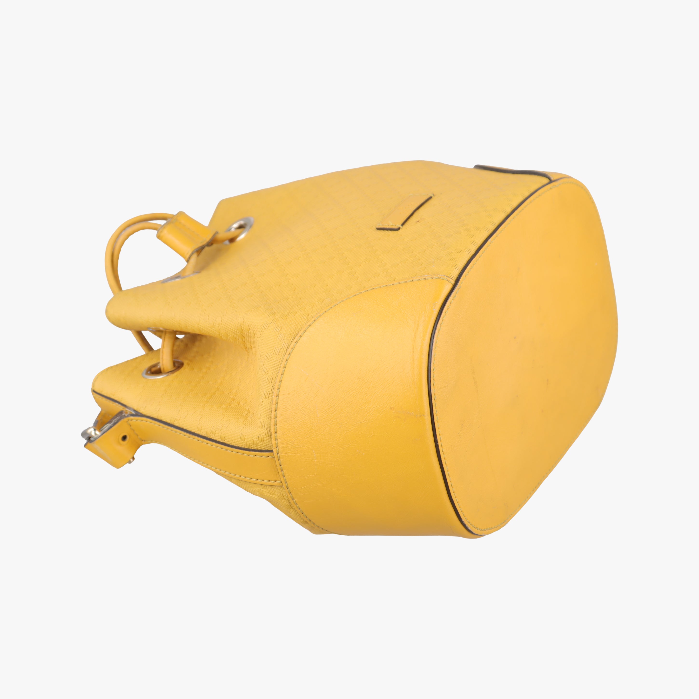 Pre-owned Gucci Bright Diamante Bucket Yellow Leather 354229 shoulderbag | stylenewstar