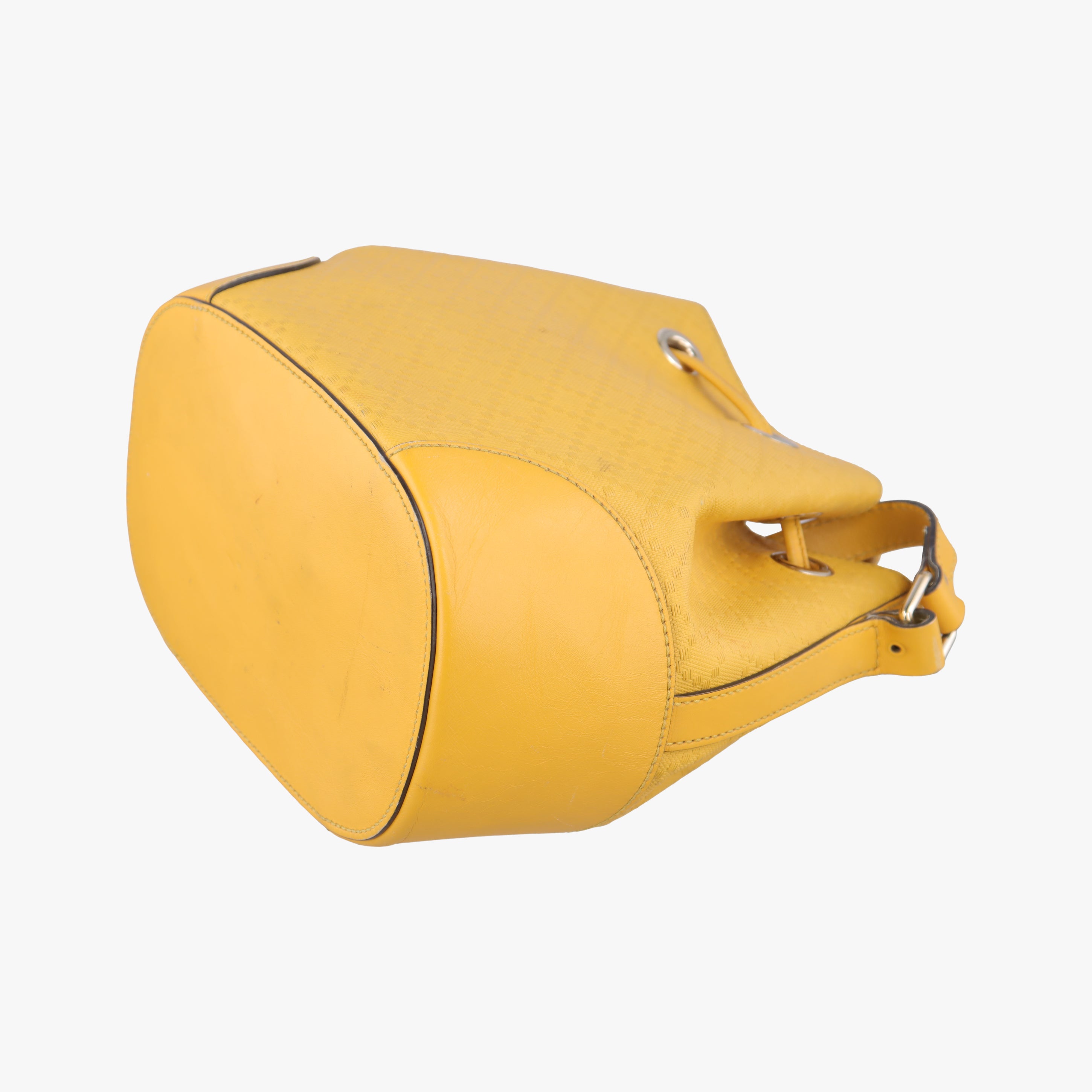 Pre-owned Gucci Bright Diamante Bucket Yellow Leather 354229 shoulderbag | stylenewstar