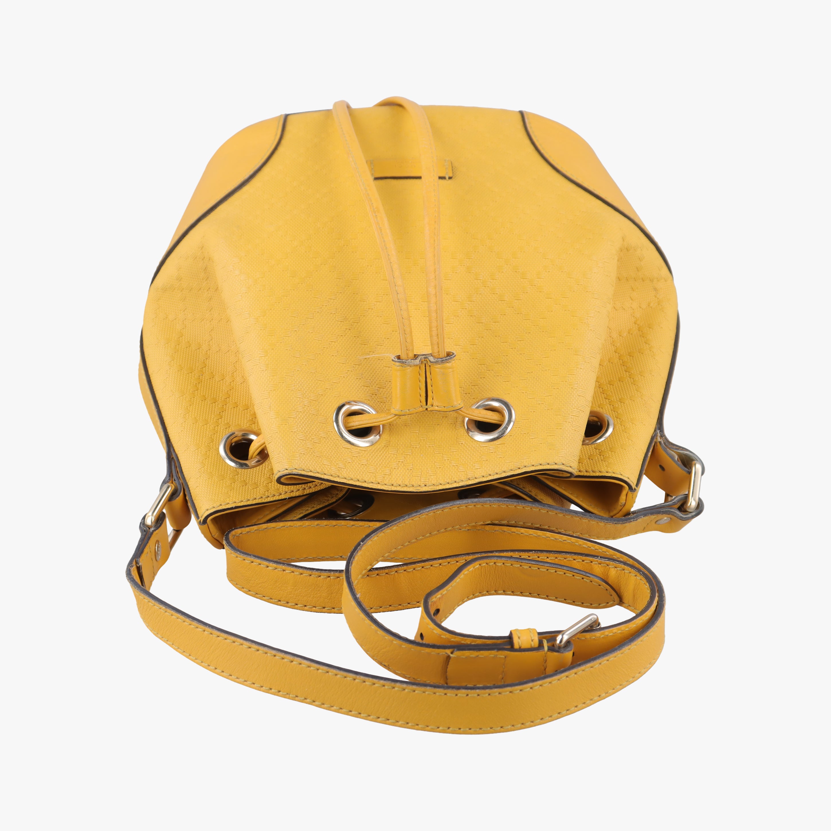 Pre-owned Gucci Bright Diamante Bucket Yellow Leather 354229 shoulderbag | stylenewstar
