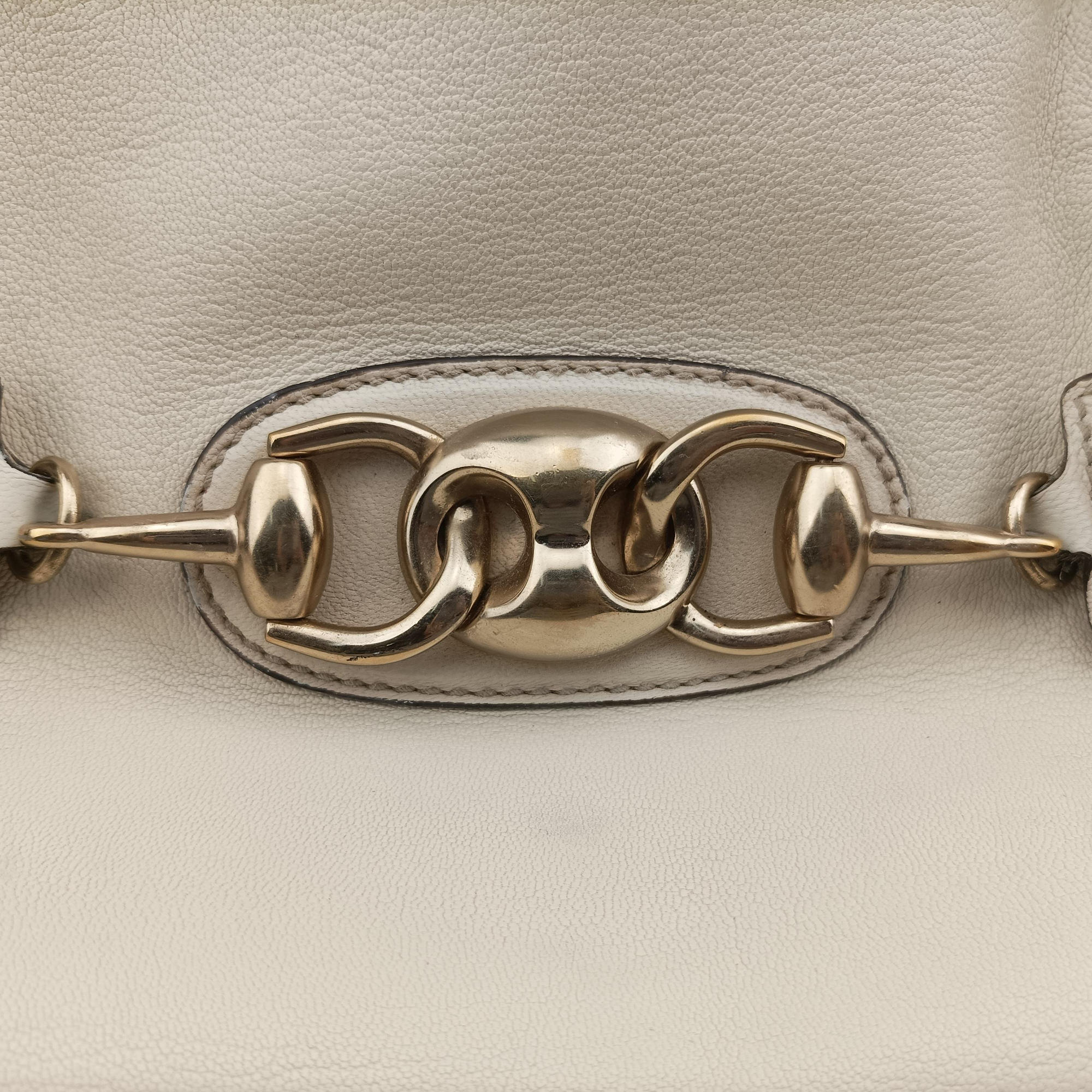 Pre-owned Gucci Horsebit Bamboo Wave Boston White Leather 159398 handbag | stylenewstar