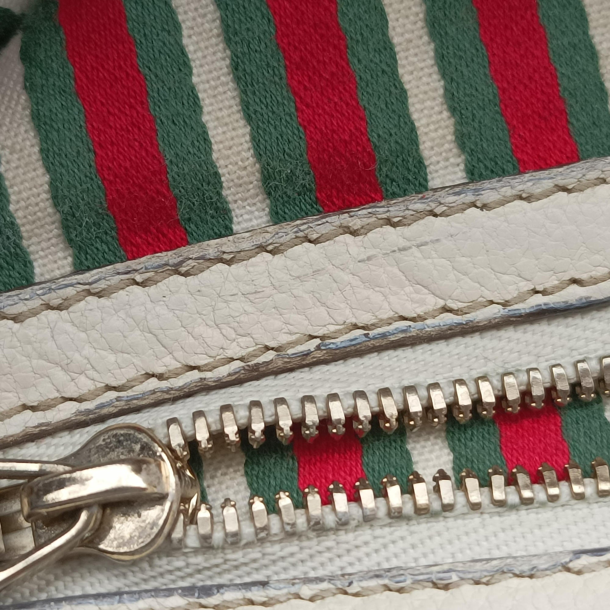 Pre-owned Gucci Horsebit Bamboo Wave Boston White Leather 159398 handbag | stylenewstar