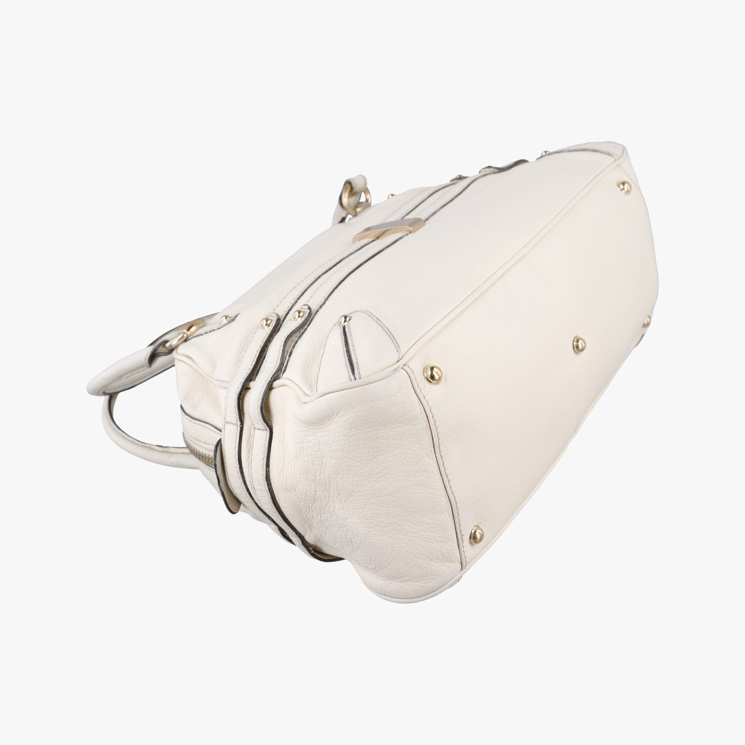 Pre-owned Gucci Horsebit Bamboo Wave Boston White Leather 159398 handbag | stylenewstar