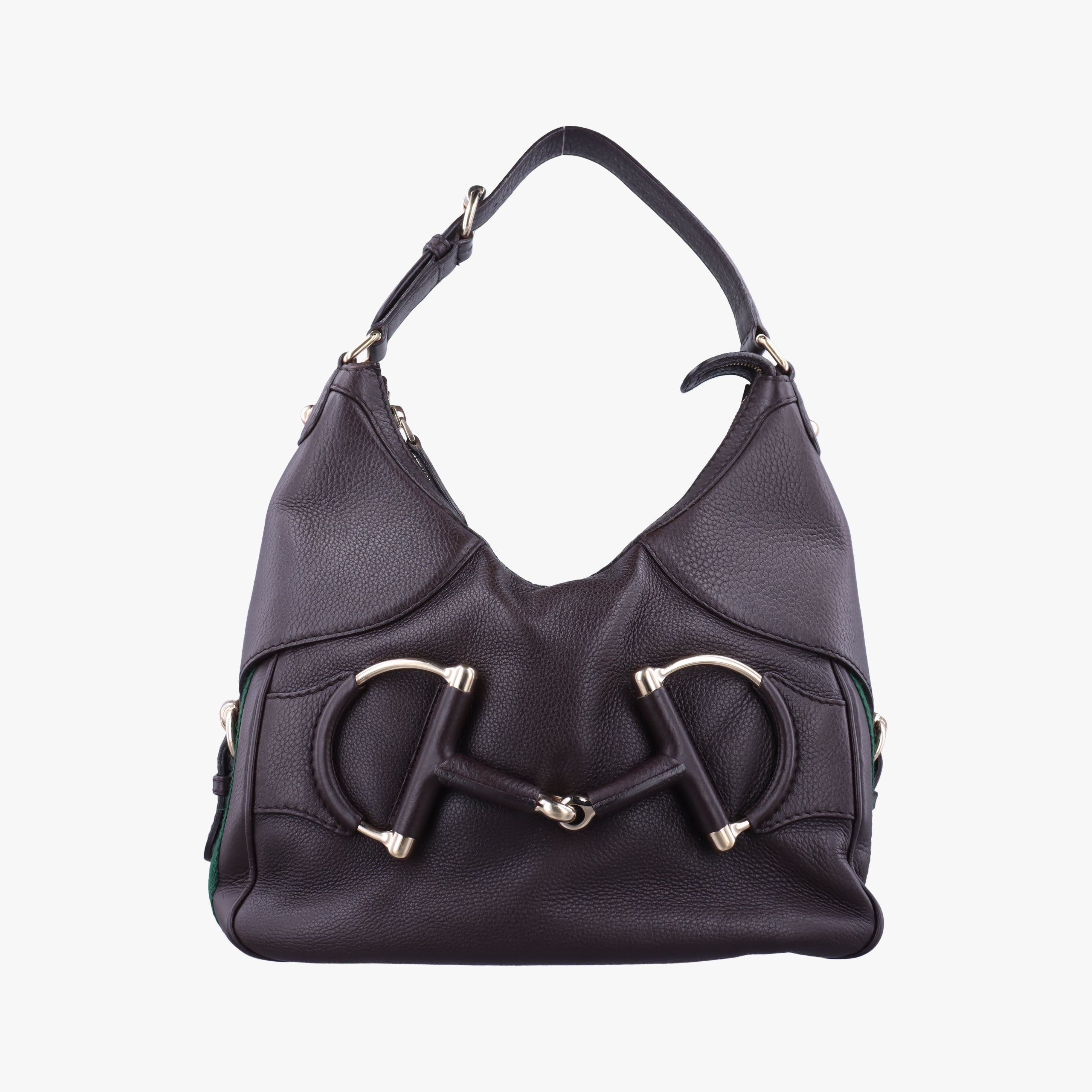 Pre-owned Gucci Heritage Horsebit Hobo Brown leather 247604 shoulderbag | stylenewstar