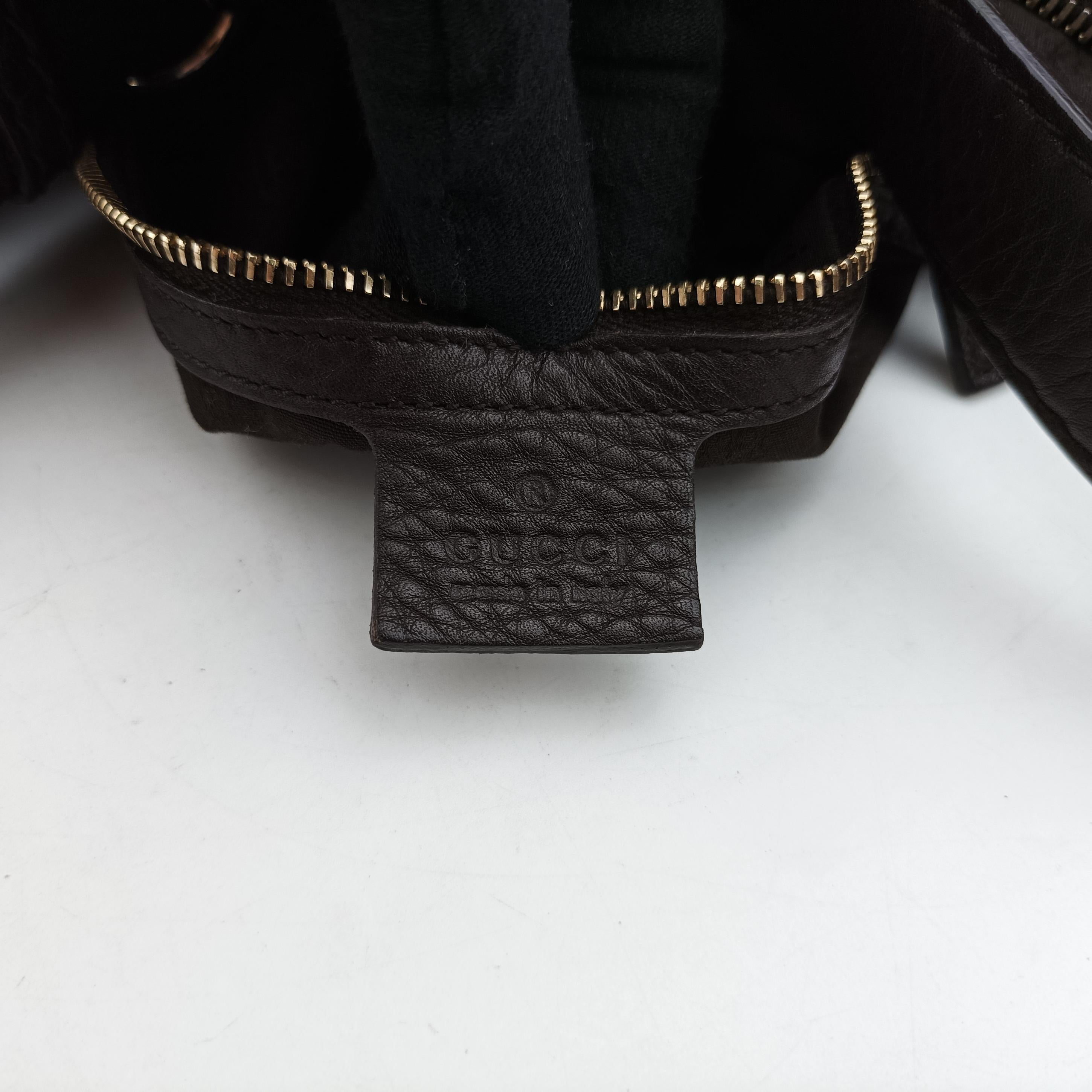 Pre-owned Gucci Heritage Horsebit Hobo Brown leather 247604 shoulderbag | stylenewstar