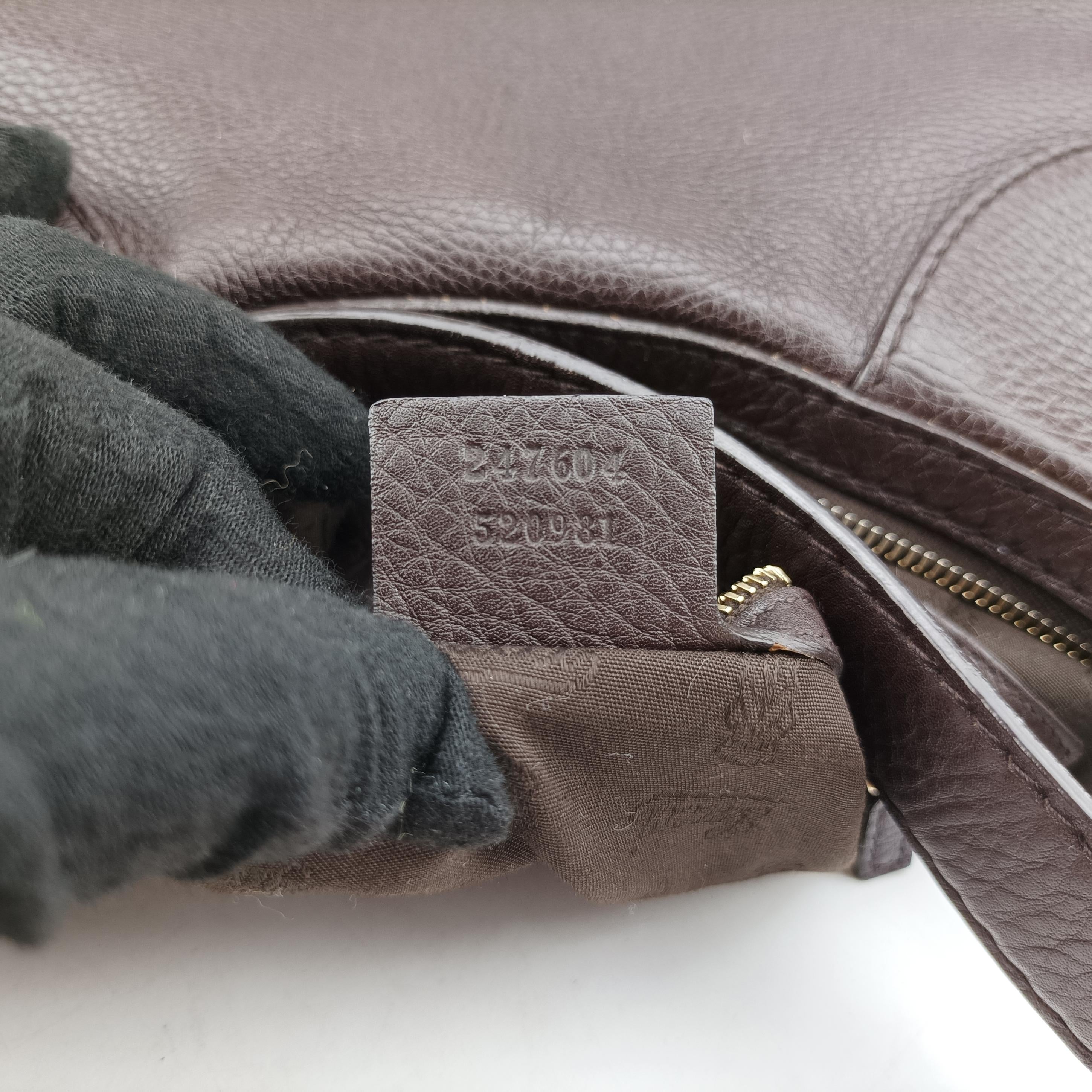 Pre-owned Gucci Heritage Horsebit Hobo Brown leather 247604 shoulderbag | stylenewstar