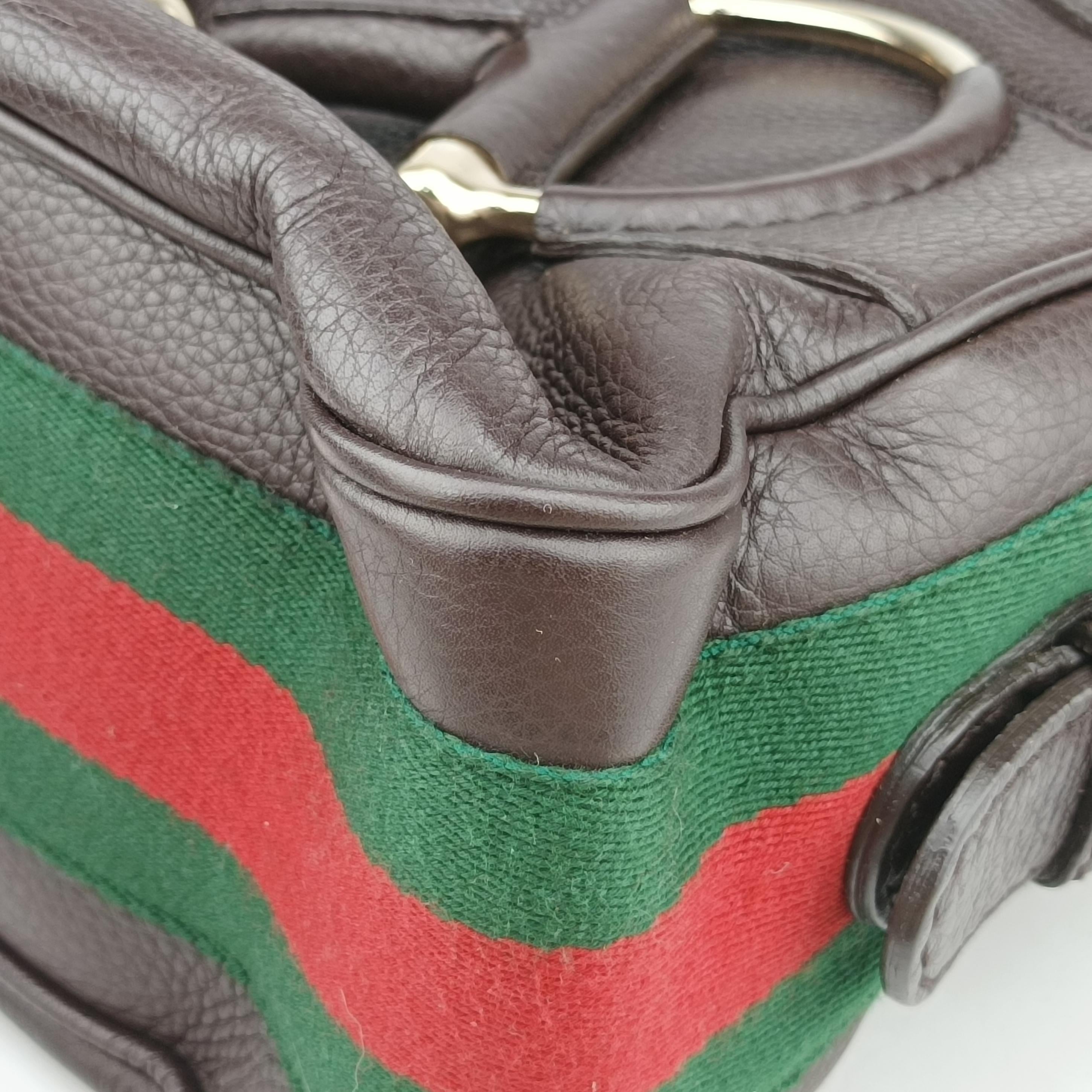 Pre-owned Gucci Heritage Horsebit Hobo Brown leather 247604 shoulderbag | stylenewstar
