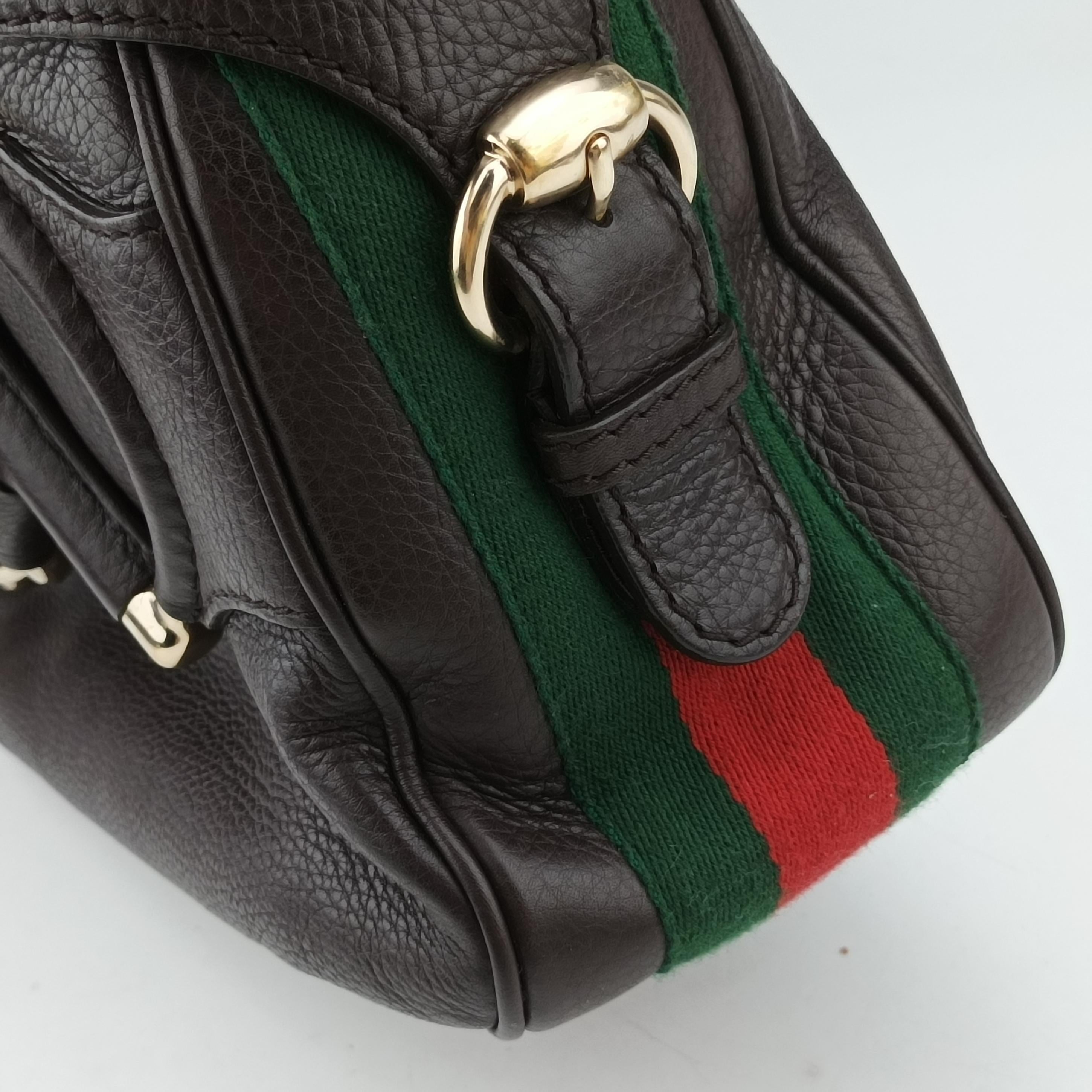 Pre-owned Gucci Heritage Horsebit Hobo Brown leather 247604 shoulderbag | stylenewstar