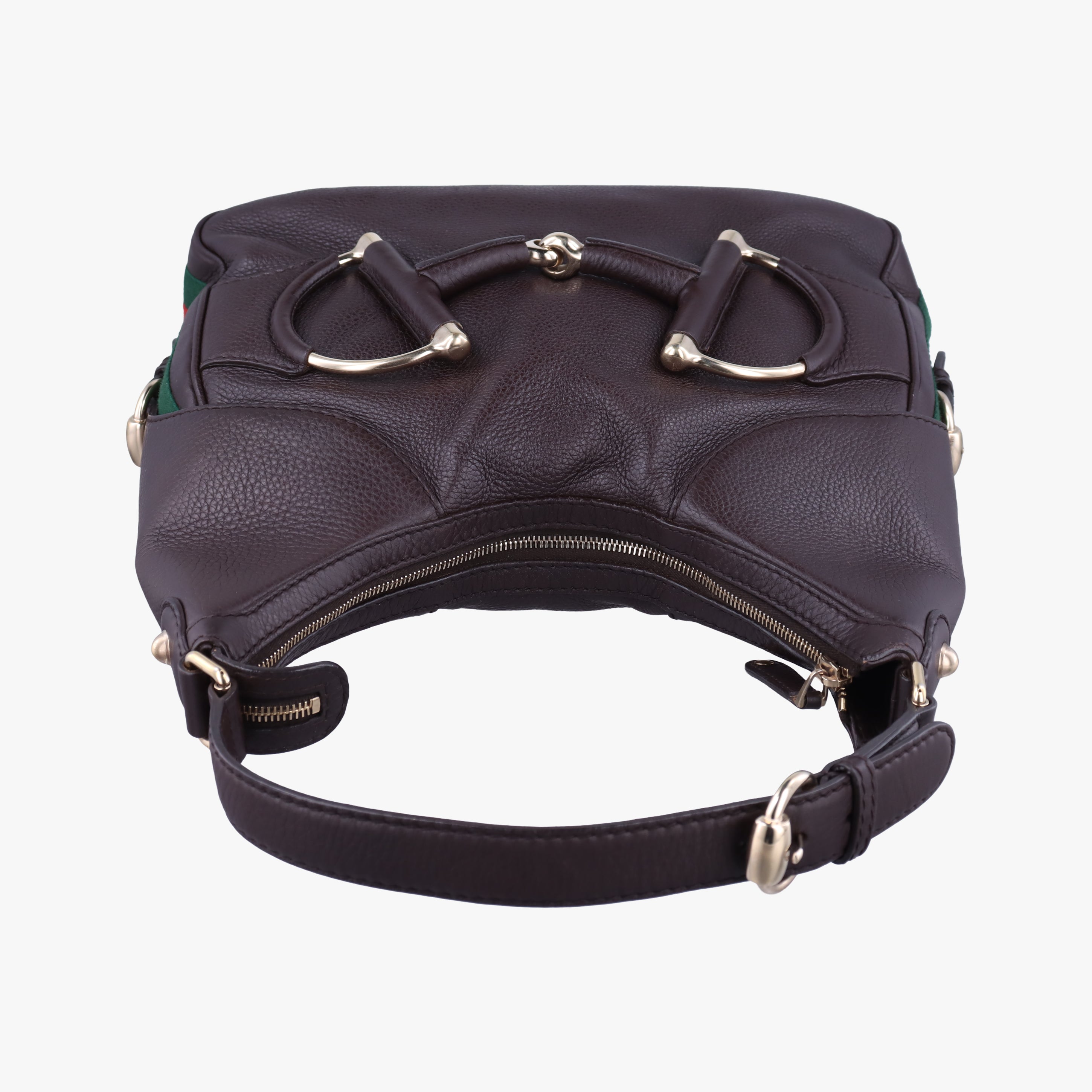 Pre-owned Gucci Heritage Horsebit Hobo Brown leather 247604 shoulderbag | stylenewstar