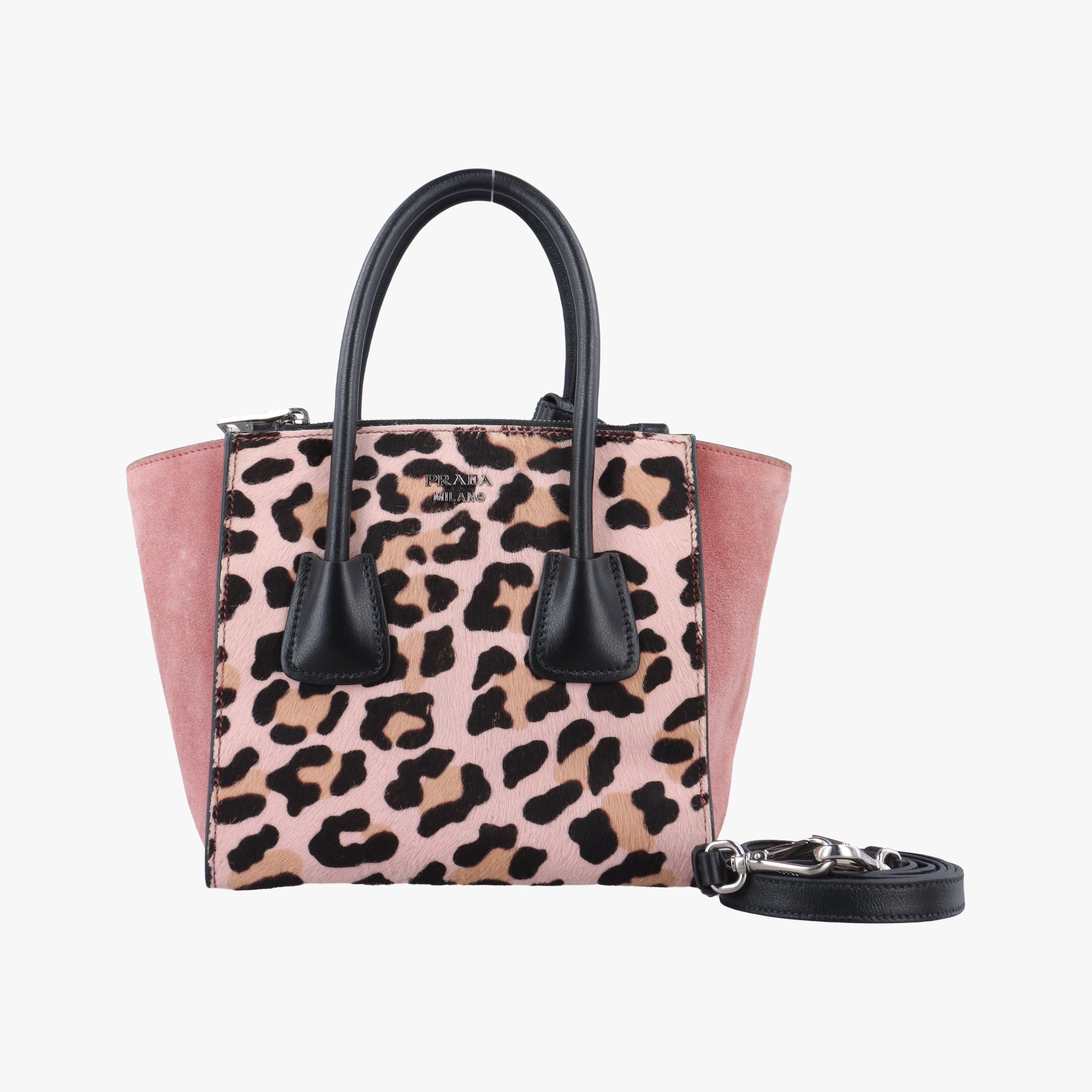 Pre-owned Prada Leopard Pattern Cavallino Multicolour Suede × Leather × Calf 1BA025 shoulderbag | stylenewstar